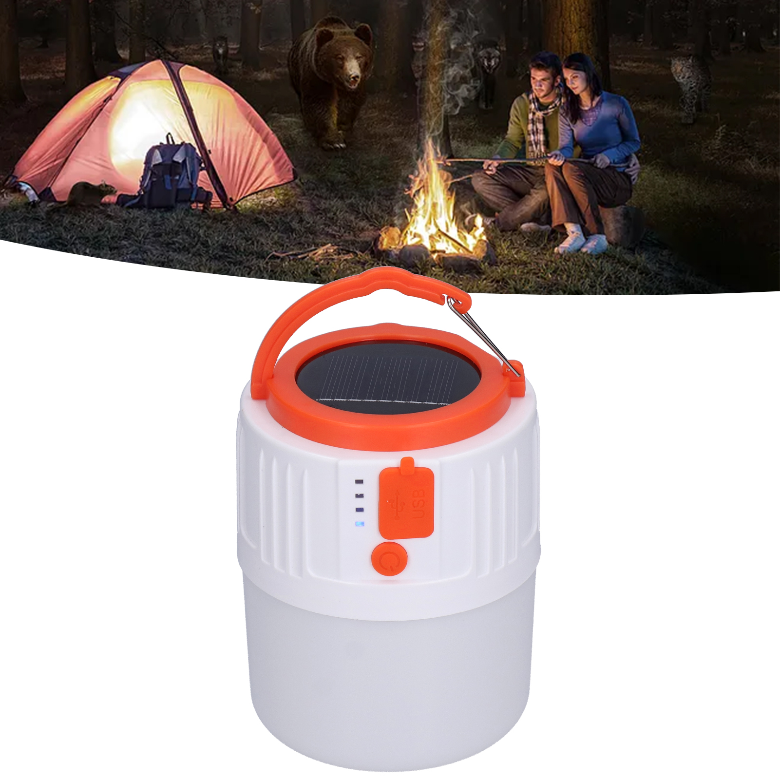 Led-solar-campinglampe, Usb-aufladbare Multifunktionale Notleuchte Für Den Außenbereich, Tragbare Und Hängende Notleuchte, Standardmodell Weiß