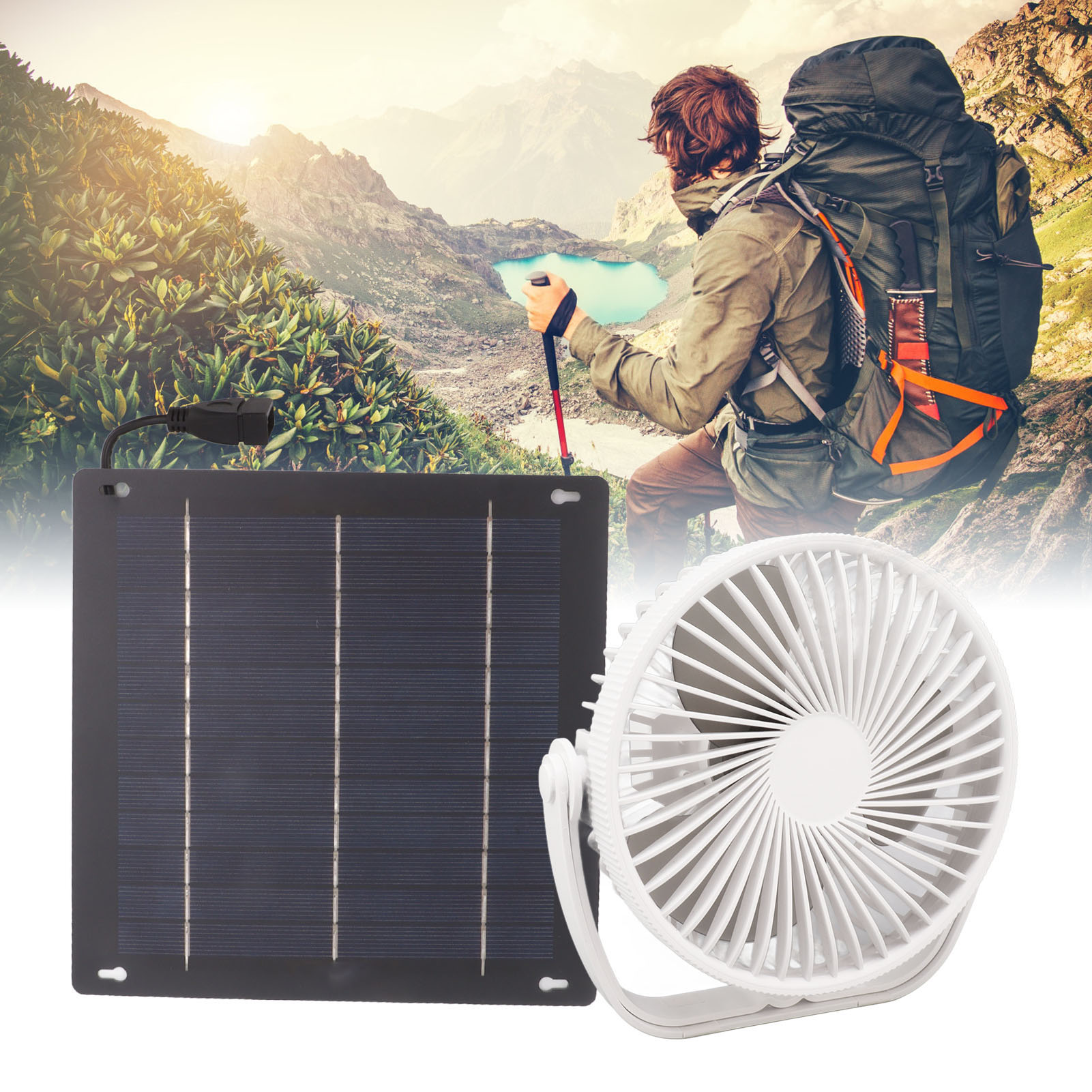 10-w-monokristallines Solarmodul Mit 6-zoll-rundlüfterhalterung Zur Belüftung Und Zum Wärmeaustausch, Wodurch Eine Externe Kühlung Gewährleistet Wird.