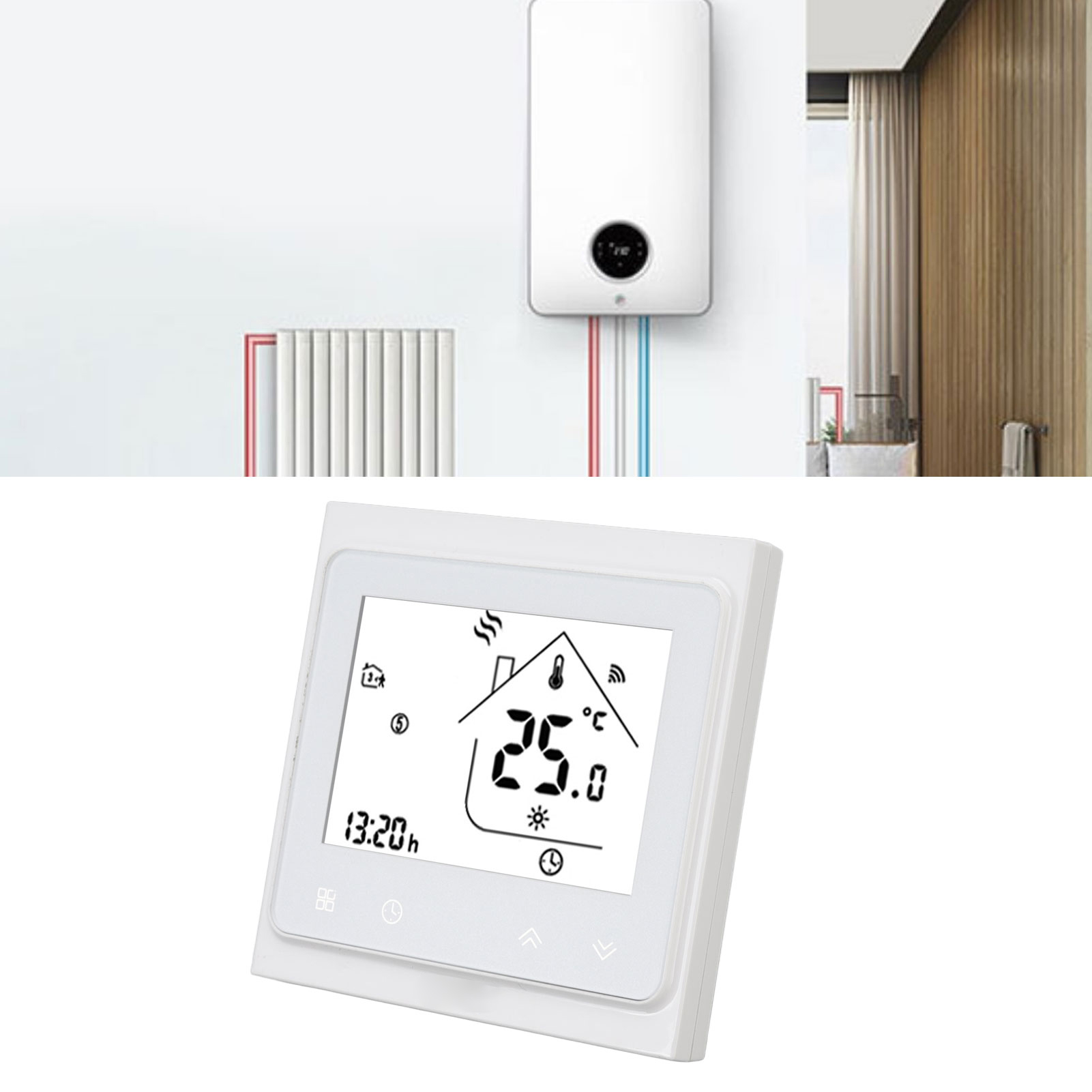 Intelligenter Heimthermostat, Wlan-temperaturregler, Steuerung Per Mobil-app, Sprachsteuerung Unterstützt, Ac95-240v Wasser-/gasheizung.
