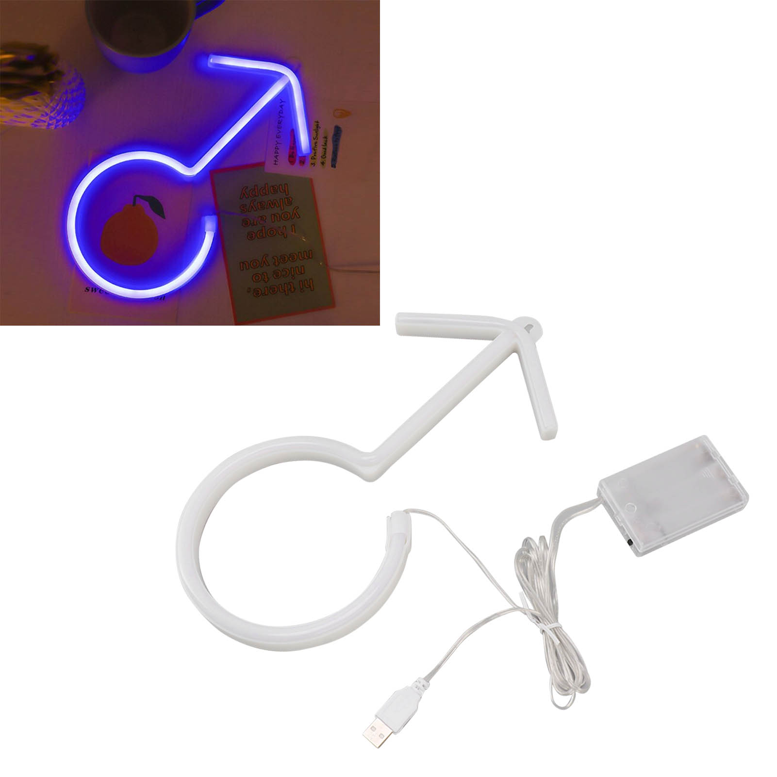 Led-neonlicht, Batterie-/usb-betrieben, Jungen-design, Wanddekoration, Nachtlicht, Ideal Fürs Badezimmer Oder Als Geschenk Für Eine Kinderparty.
