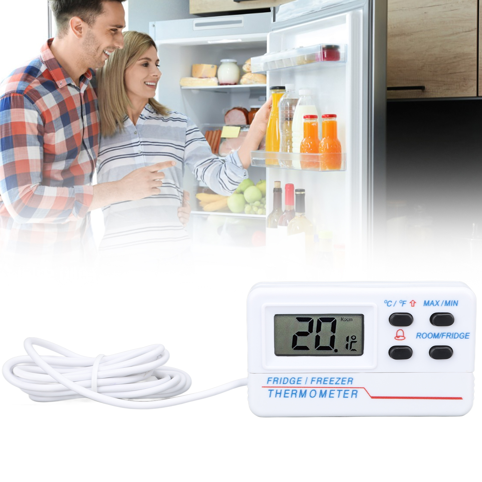 Gefrierschrank-/gefrierschrankthermometer Mit Doppelter Temperaturwarnung, Digitaler Innen-/außenanzeige, Elektronisches Thermometer Für Medizinschrank/kühlschrank