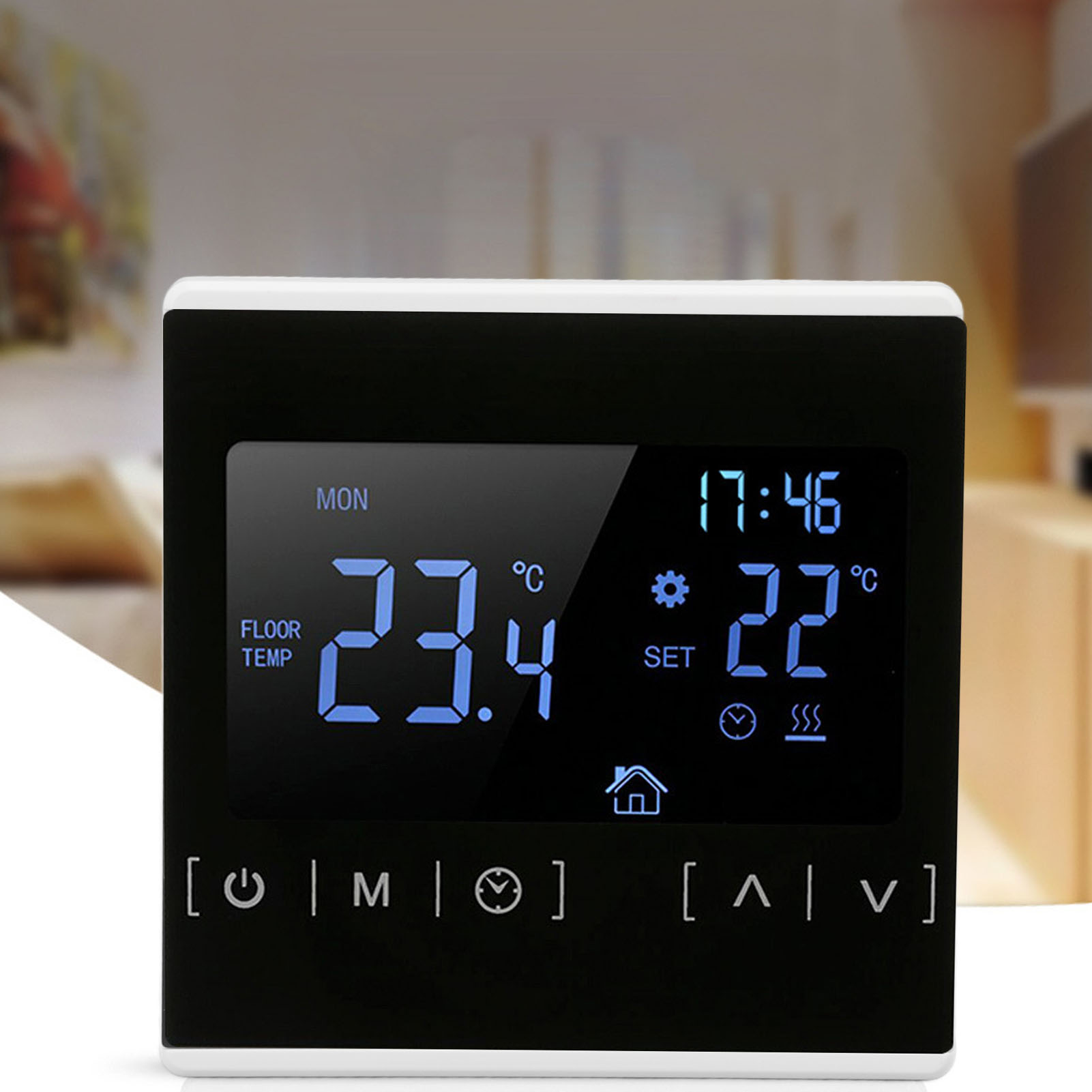 Hochleistungs-thermostat Für Elektrische Fußbodenheizung (ac85v-240v) Mit Zwei Temperaturstufen Und Zwei Steuerungsfunktionen Sowie Hintergrundbeleuchtetem Touchscreen, Weiß.