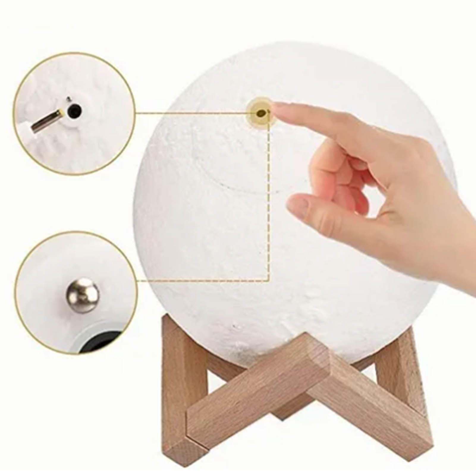 8 Cm Große, Zweifarbige Mondlampe Mit Touch-funktion Und Usb-ladefunktion