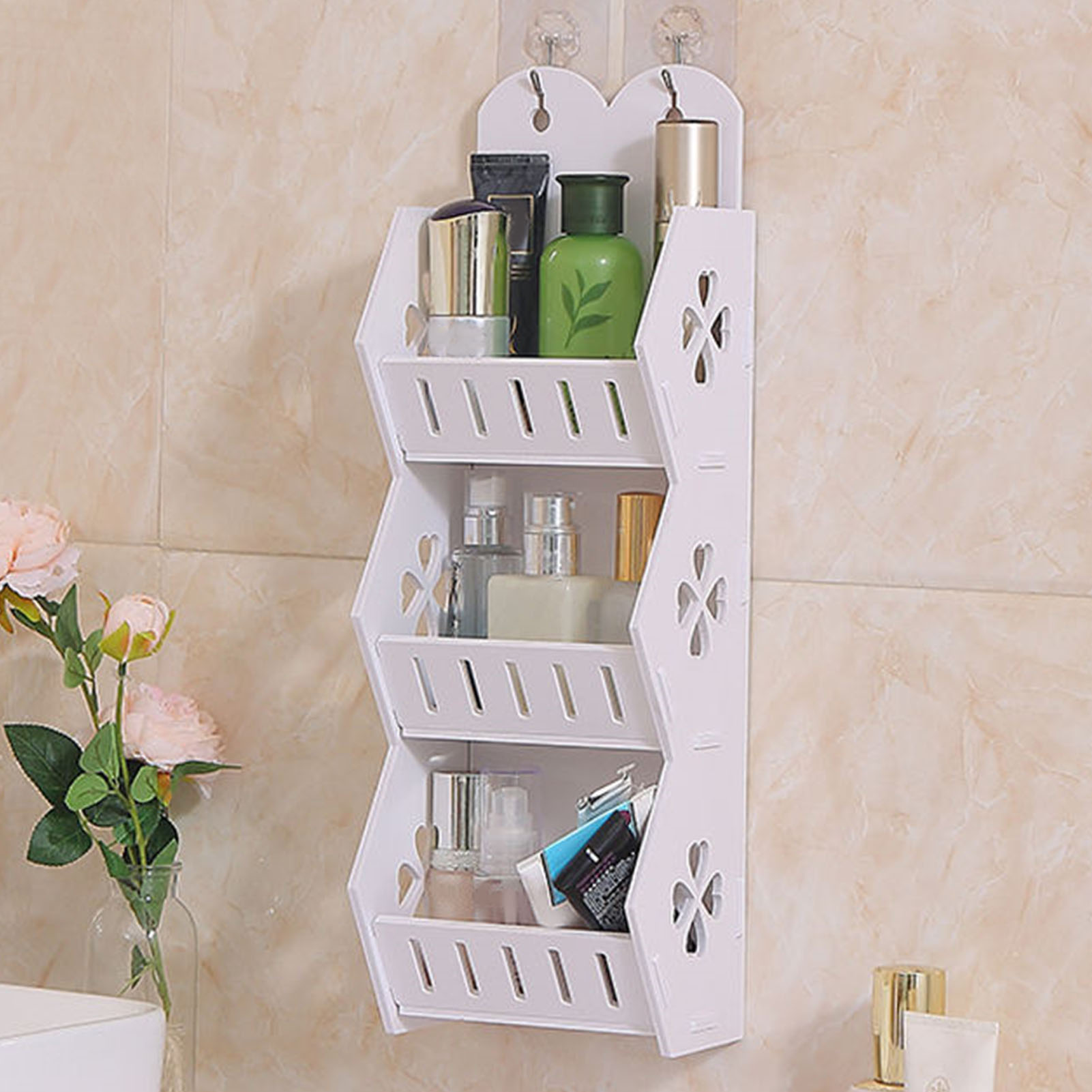 Wandmontiertes Aufbewahrungsregal Zur Einfachen Montage Ohne Bohren Für Badezimmer Und Schlafzimmer, Ideal Zur Aufbewahrung Ihrer Kosmetikartikel.