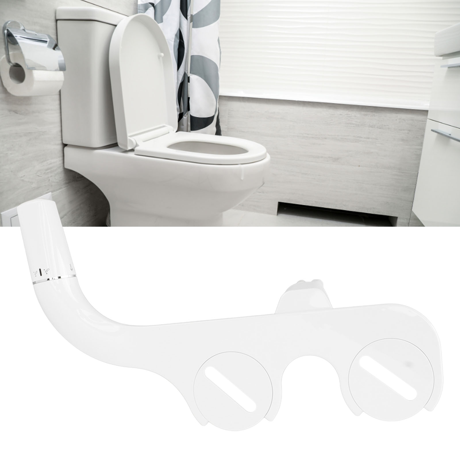 3/8" Kupfer-dreiwege-wc-ventil Mit Doppeldüse, Weiß, Für Intimhygiene Und Analspülung