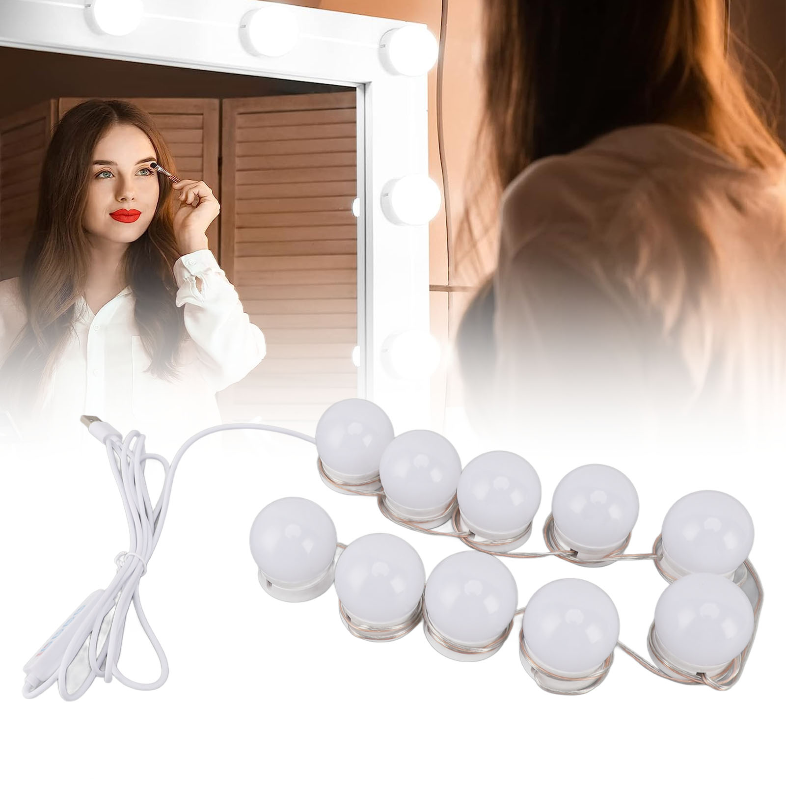Hollywood-style-led-schminklampe Mit 10 Dimmbaren Glühbirnen Einstellbare Farbe Und Helligkeit Geeignet Für Schminktische/ankleidezimmerspiegel.