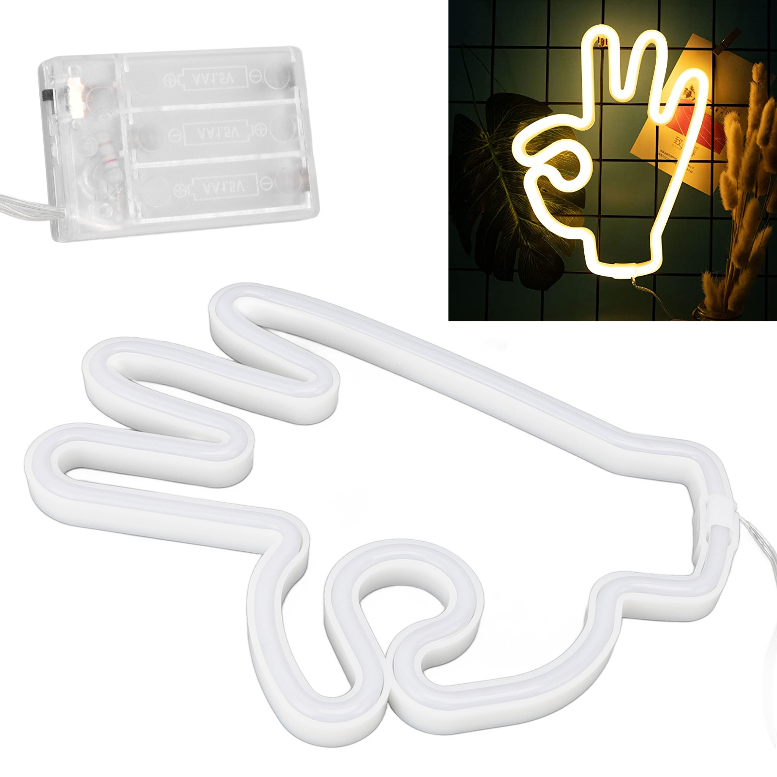 Led-neon-wanddekoration In Form Eines Fingers, Der Das Ok-zeichen Macht. Betrieb Über Usb Oder Batterien Möglich. Ideal Für Schlafzimmer, Spielzimmer, Bar, Weihnachten, Geburtstag Oder Als Geschenk.
