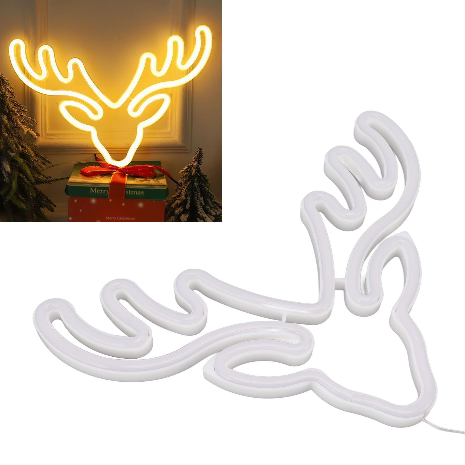 Neon-leuchtschilder Mit Elchmotiv, Betrieben Über Usb Oder Batterien, Festliche Led-wanddekorationen Mit Warmem Nachtlicht