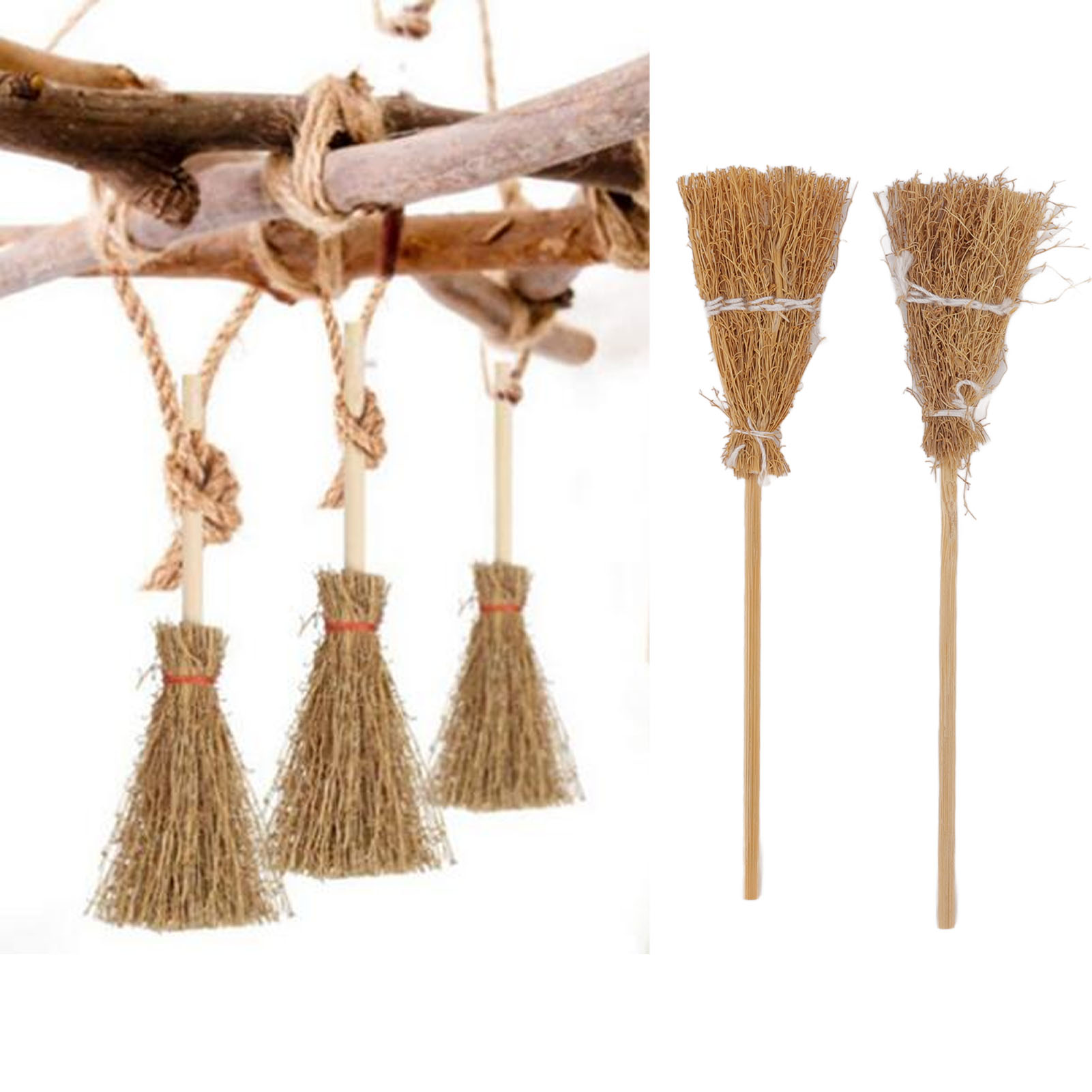 Set Mit 20 Mini-seilbesen Aus Weißem Seil, Hexenbesen, Diy-deko-zubehör, Dekorative Hexenanhänger Für Eine Festliche Atmosphäre