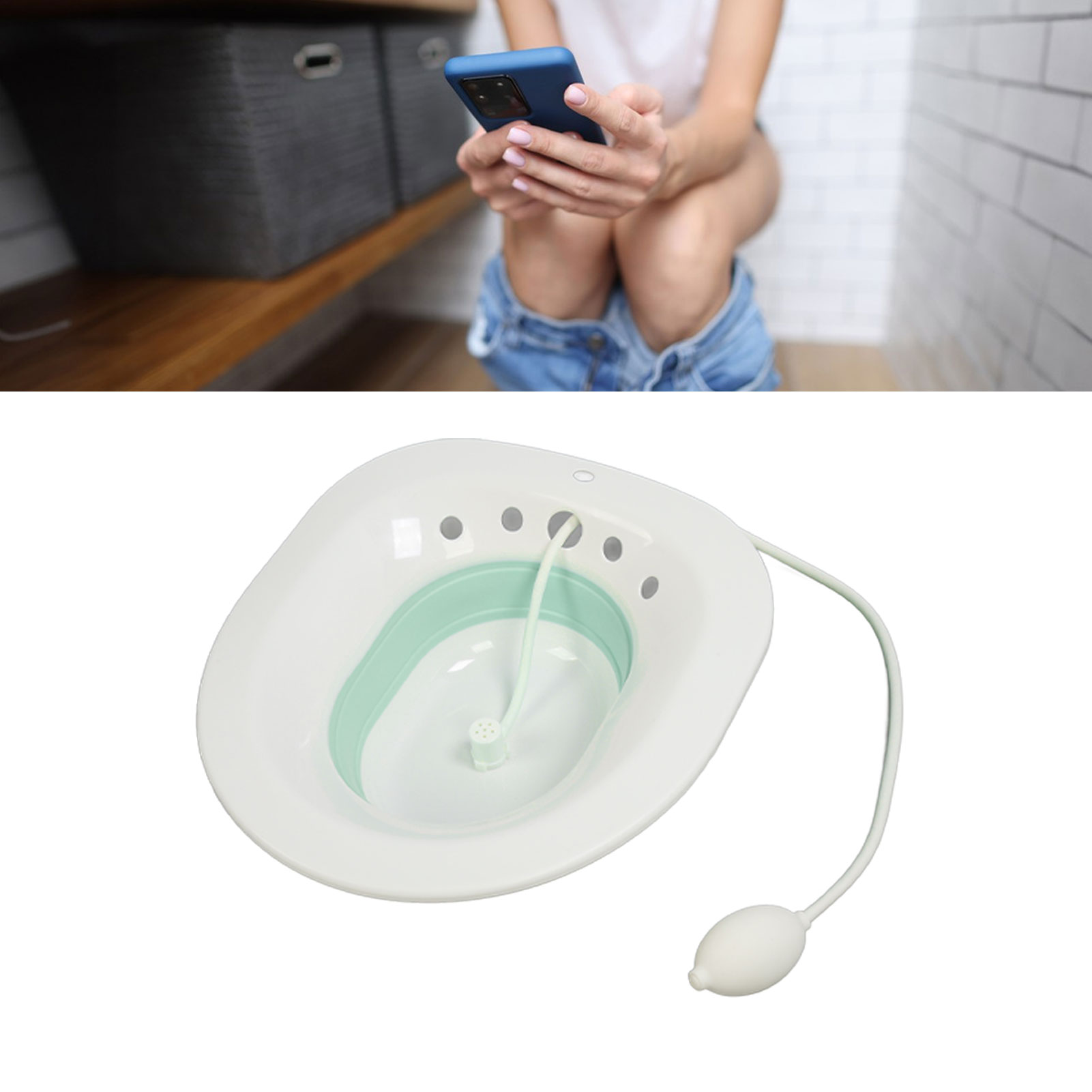 Sitzbad Gegen Hämorrhoiden, Toilettensitz, Wochenbettpflege, Grünes, Faltbares Sitzbad-set