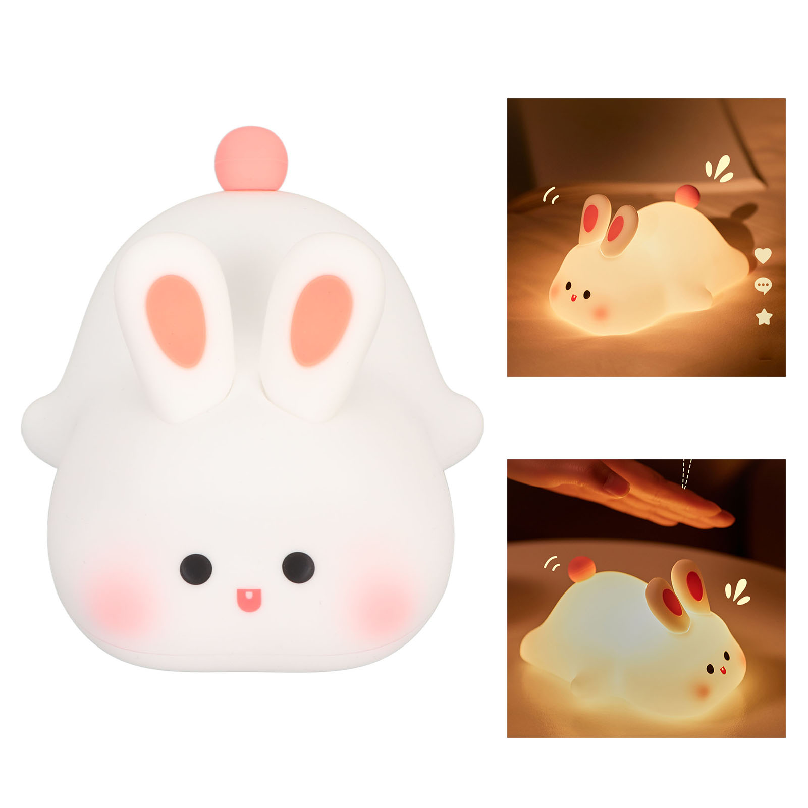 Kawaii-hasen-nachtlicht, Weiche Silikonlampe, Tragbare, Per Usb Wiederaufladbare Nachttischlampe Für Babyzimmer, Schlaflampe Für Kleinkinder, Niedliche Hasendekoration, Kawaii-geschenk.