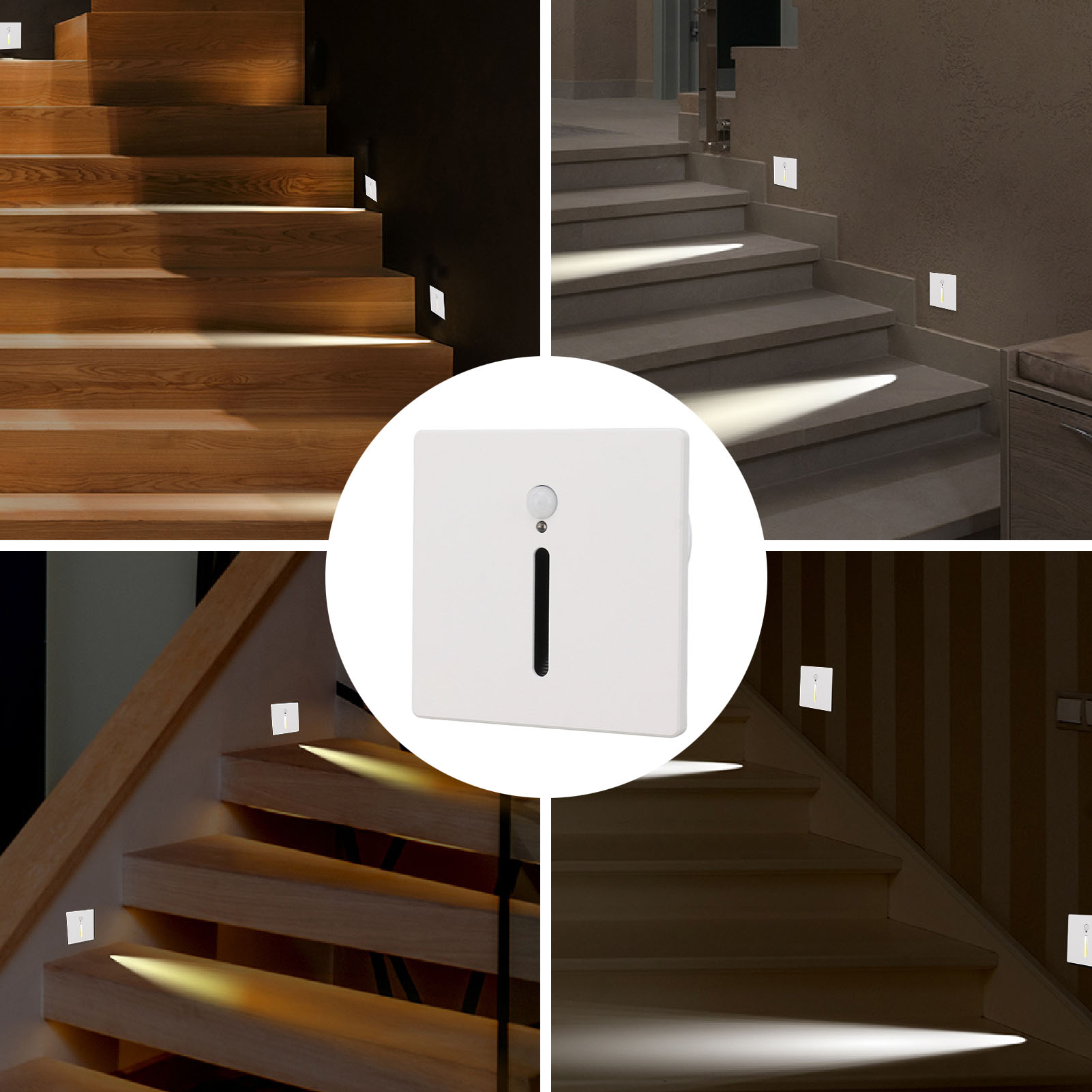 Einbau-led-treppenleuchte Mit Bewegungsmelder, 3 W, Ideal Für Flure, Ankleidezimmer Und Schlafzimmer. Weißes Panel, 3 W/4000 K.