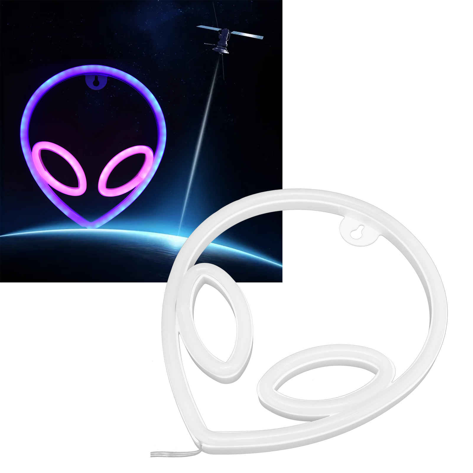 Batterie-/usb-betriebenes Alien-neonschild, Led-nachtlicht Für Schlafzimmer, Kinderzimmer, Bar, Partys, Geburtstage, Weihnachten, Hochzeiten, Blaues Und Rosa Licht
