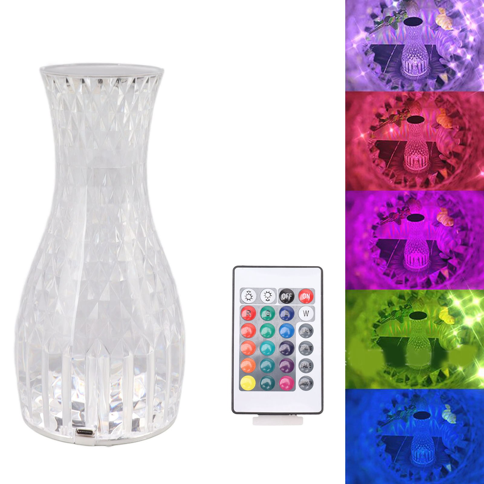 Stimmungsleuchte Aus Kristall, Touch-nachtlicht, Dekorative Nachttischlampe Für Zuhause Mit Tiktok-rosenblütenlicht Und -schatten, 16 Rgb-farben, Fernbedienung + Touch, Wiederaufladbar.