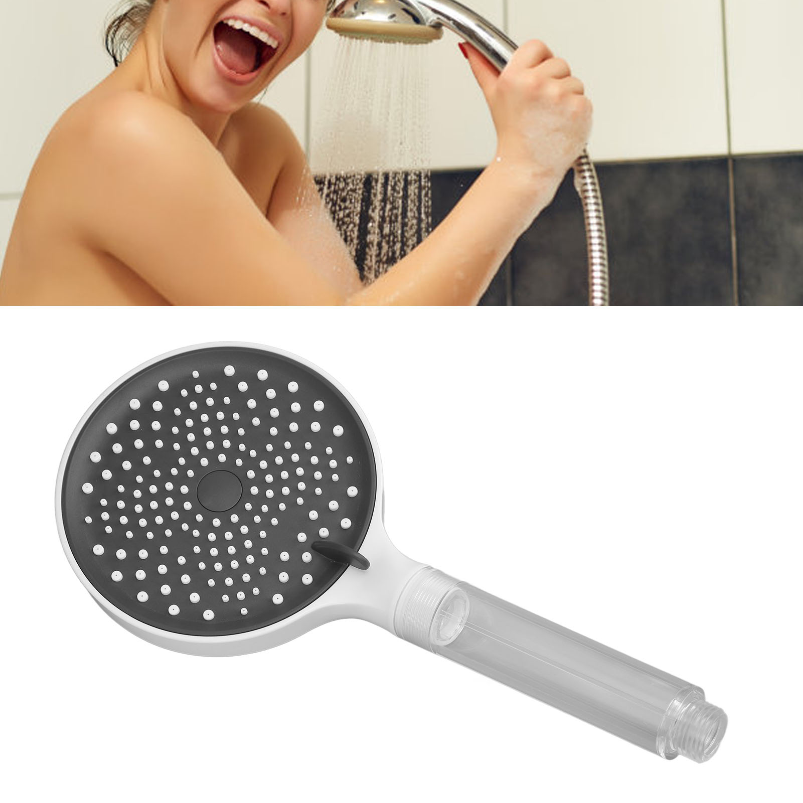 Duschkopf Mit 3 Funktionen, Druckverstärkung, Duschkopf-set, Weiß
