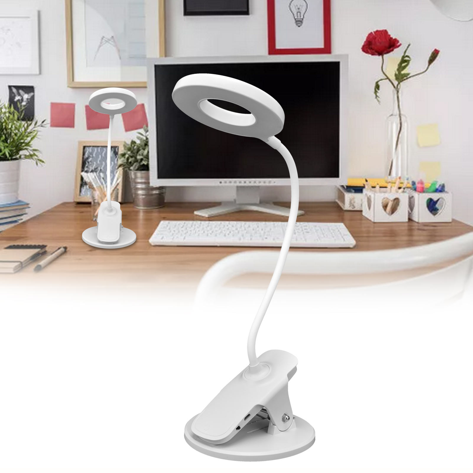 Intelligente Schreibtischlampe Mit Augenschutz, Leselampe, Faltbare Usb-lampe Für Studentenwohnheime, Flexible Klemmlampe
