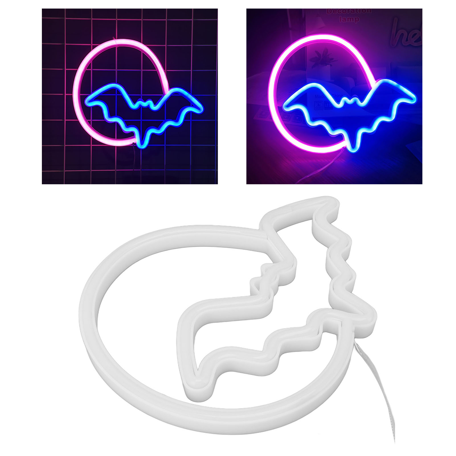 Neon-led-fledermaus-lichtschild, Usb-/batteriebetrieben, Für Wanddekoration, Schlafzimmer, Kindergeschenk, Wohnzimmer, Bar, Party, Weihnachten, Hochzeit, Halloween.
