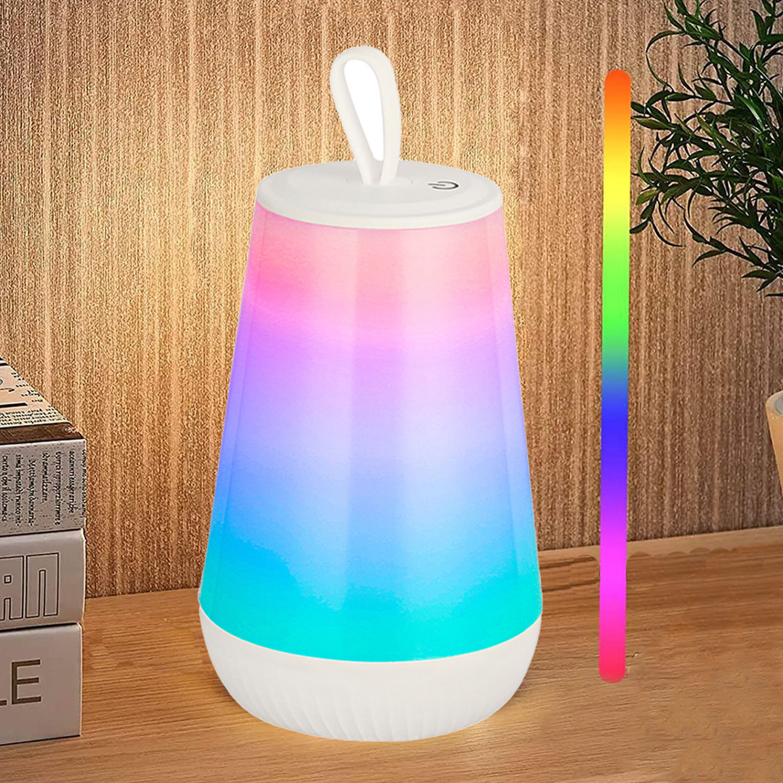 Tragbare, Per Usb Aufladbare Rgb-led-touch-lampe Mit Einstellbarer Helligkeit. Ideal Für Schlafzimmer, Wohnzimmer Und Camping. Inklusive Fernbedienung.