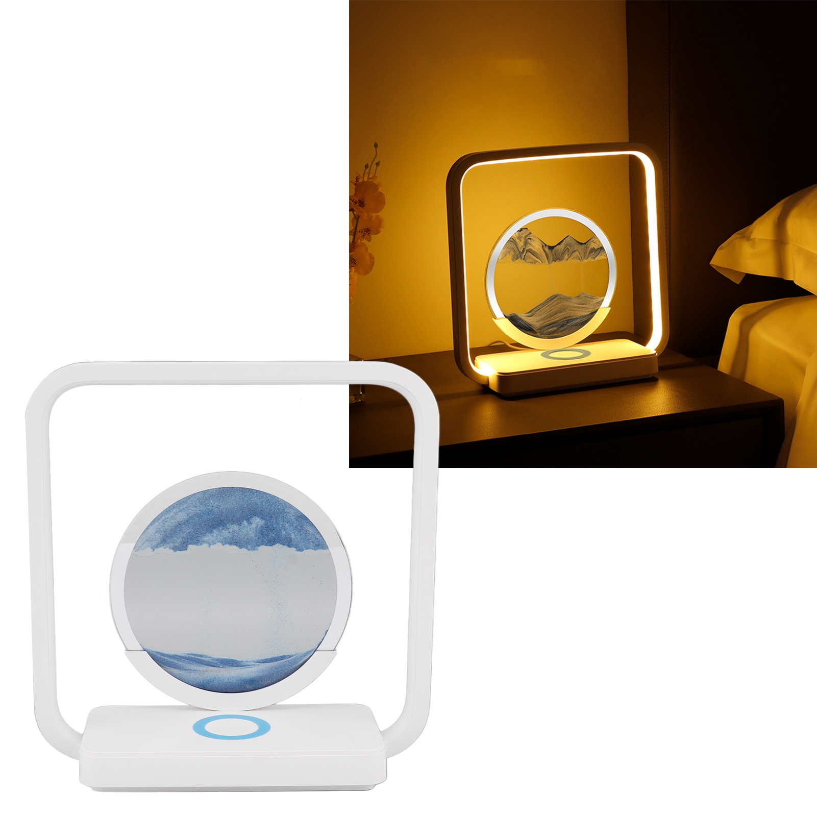 Miniatur-schreibtischlampe Für Sandmalerei, Usb-nachtlicht, Stimmungslampe Fürs Schlafzimmer, 3d-sanduhrmuster, Treibsandmalerei, Einfache Dekoration Für Büro, Zuhause Oder Arbeitszimmer, Blaues Licht