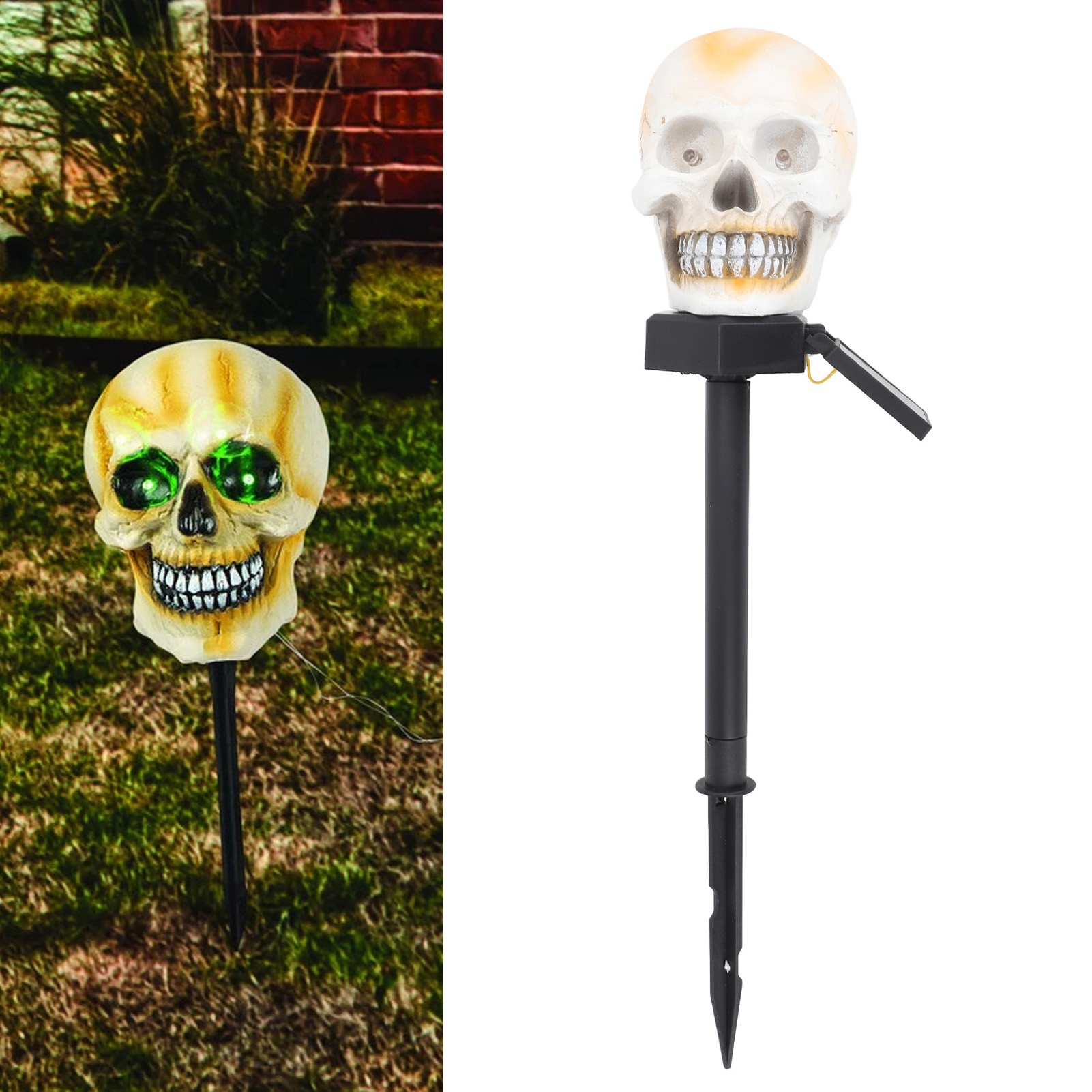 Halloween-geisterkopf-stehlampe, Solarbetriebene Totenkopf-stehlampe