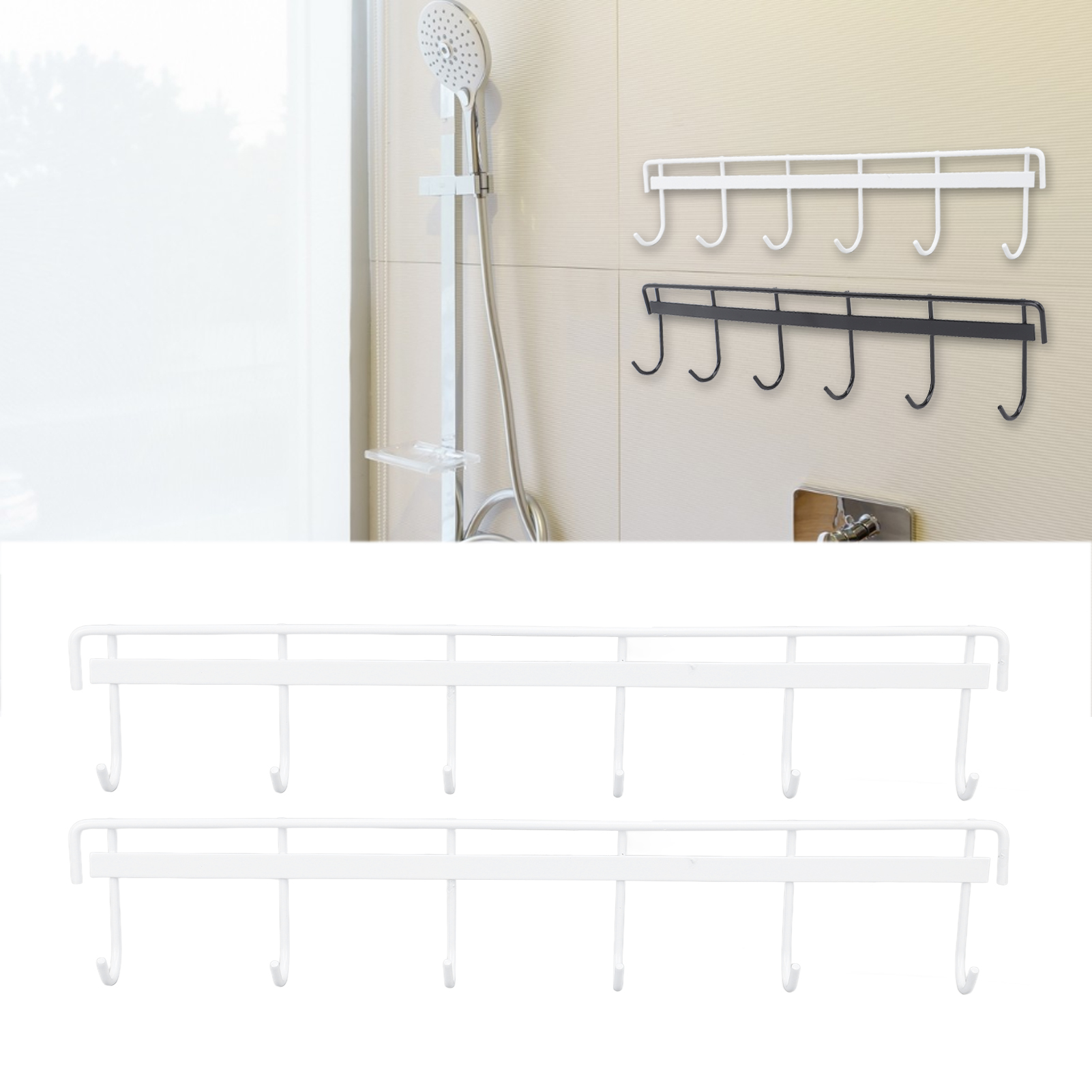 Kleiderhaken Aus Edelstahl 304, Türhaken, Wandhaken Aus Edelstahl, Haken Für Schwere Kleidung (6 Haken, 2 Weiß)
