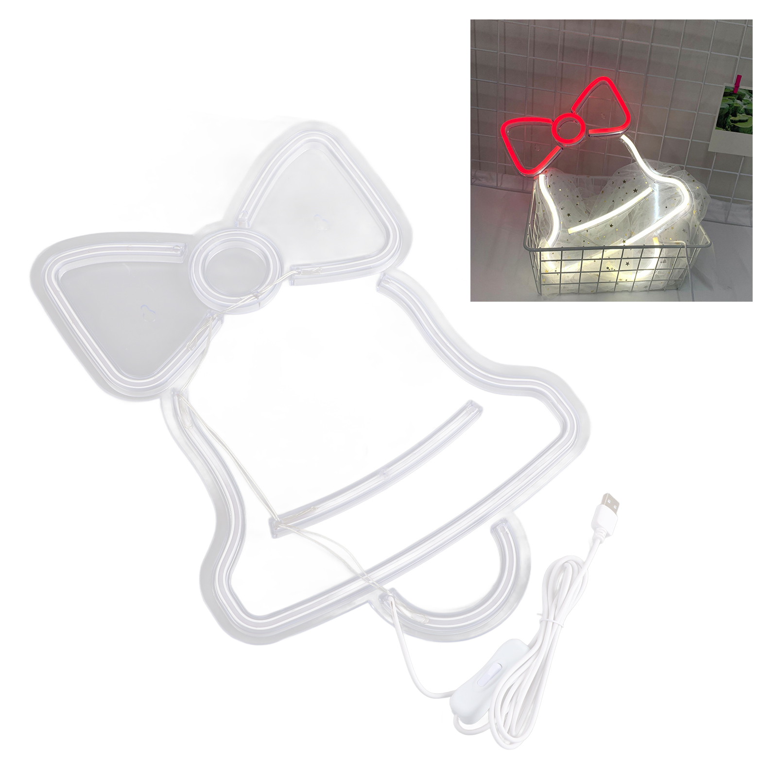 Led-neonlichtglocke, Nachtlicht, Neonbeleuchtung Für Schlafzimmer, Kinderzimmer, Wohnzimmer, Bar, Party, Weihnachten, Hochzeit, Usb-betrieben.
