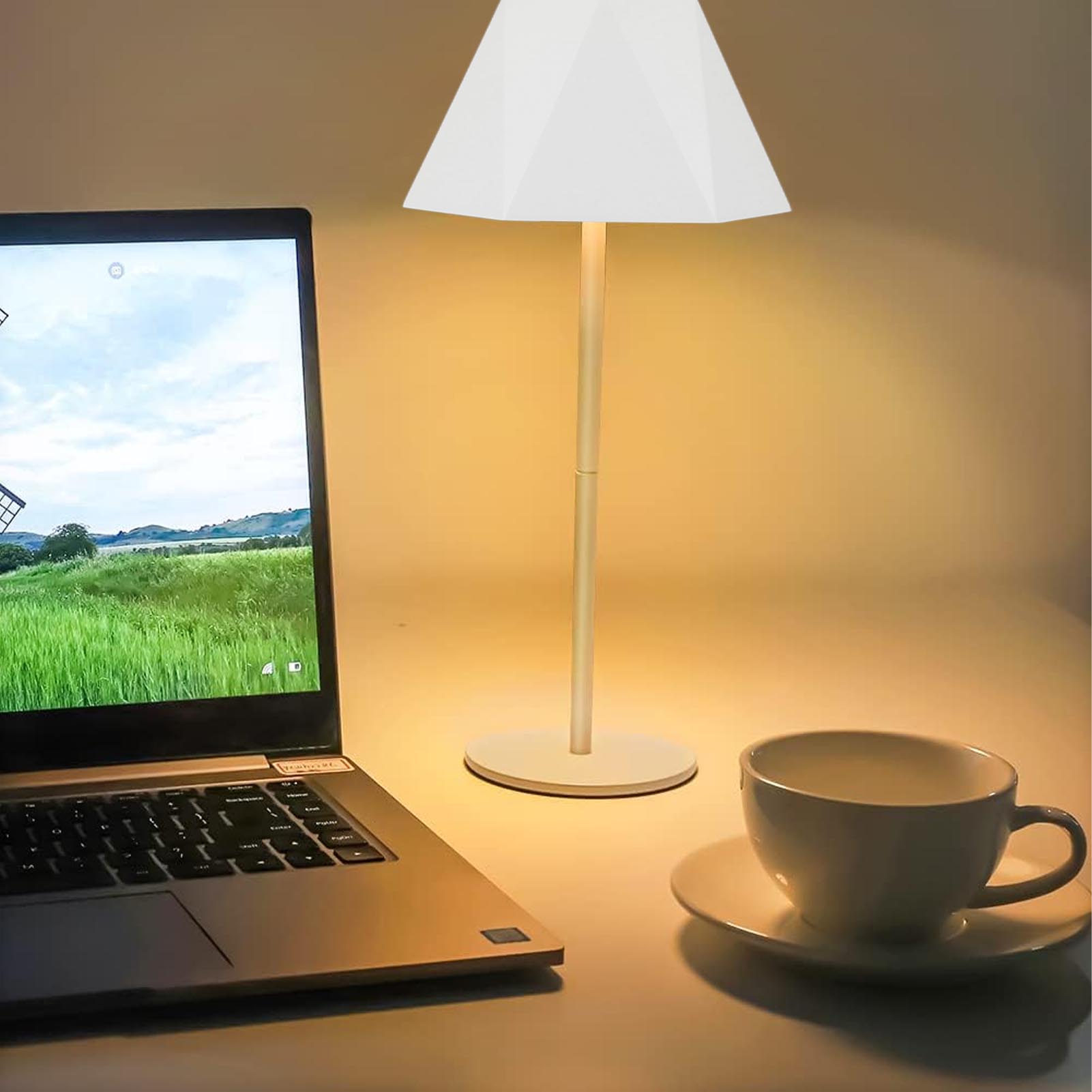 Kabellose Led-schreibtischlampe, Wiederaufladbarer 5200-mah-akku, Nachttischlampe, Einstellbare Helligkeit, Tragbare Tischlampe, Ip54 Wasserdicht, Batteriebetrieben, Weiß.