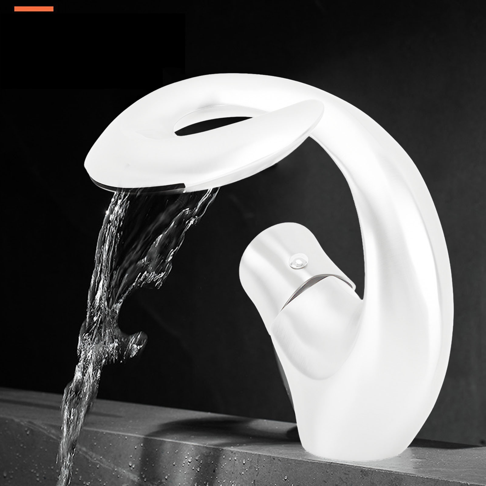 Waschbeckenarmatur Aus Messing Mit Warm- Und Kaltwasseranschluss, Kreatives Waschbecken Im Wasserfall-stil, Weiß Für Den Hausgebrauch.