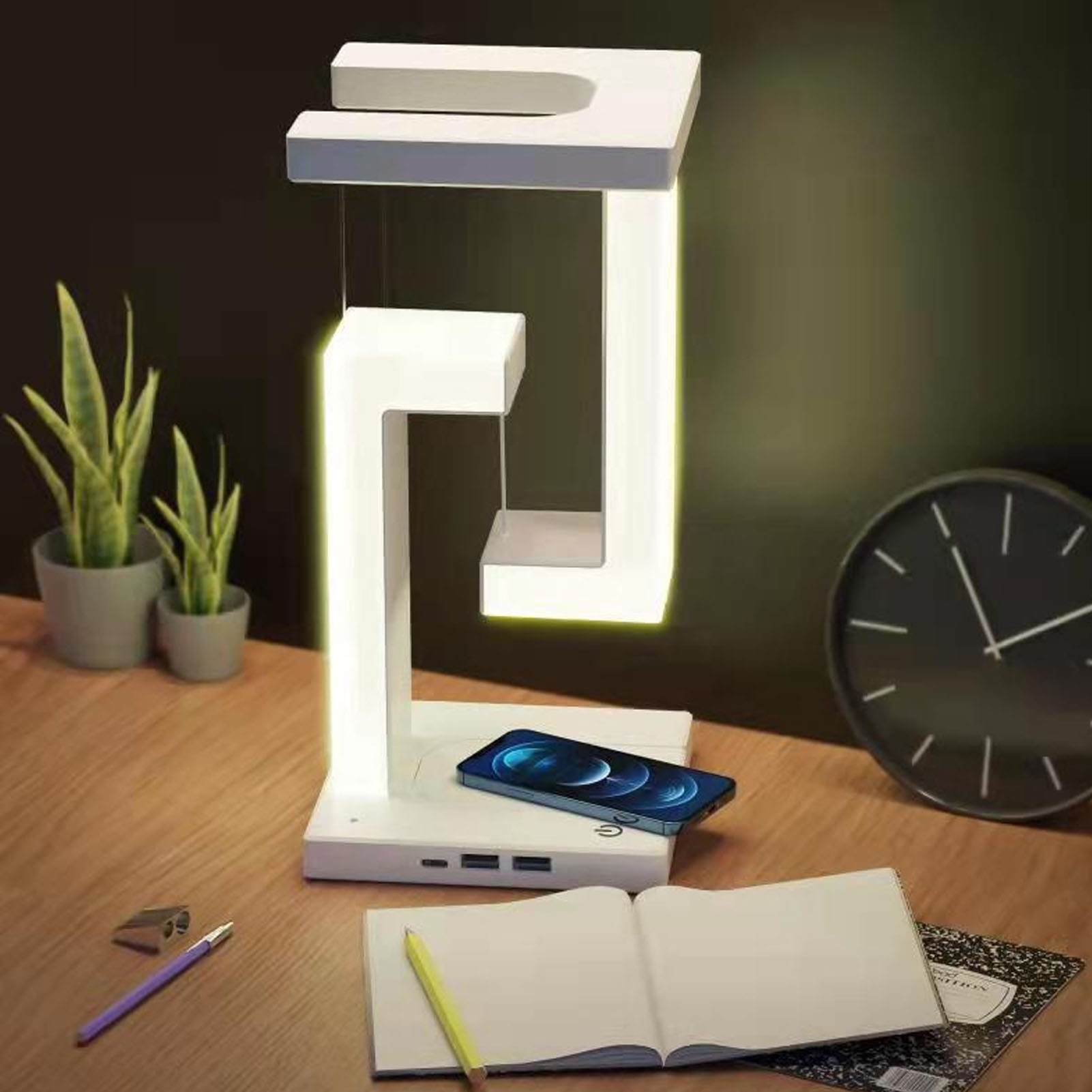 Magnetisch Schwebende, Kabellose Lade-schreibtischlampe, Kabellose Led-ladelampe, Kreative Nachttischlampe, Geschenkidee Tischlampe