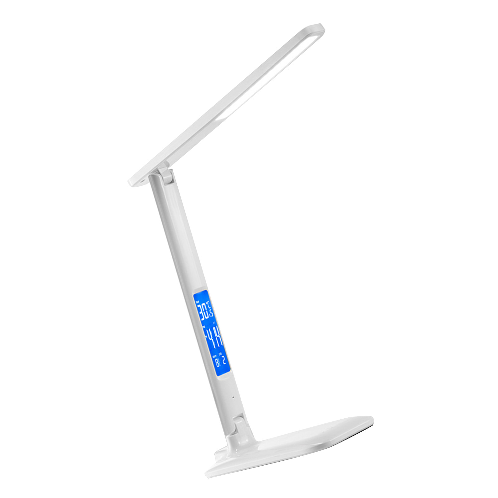 Faltbare Schreibtischlampe Mit Kalender Und Uhr, Kabelloser Ladefunktion, Arbeitsleuchte, Led-schreibtischlampe Mit Augenschutz, Weiß