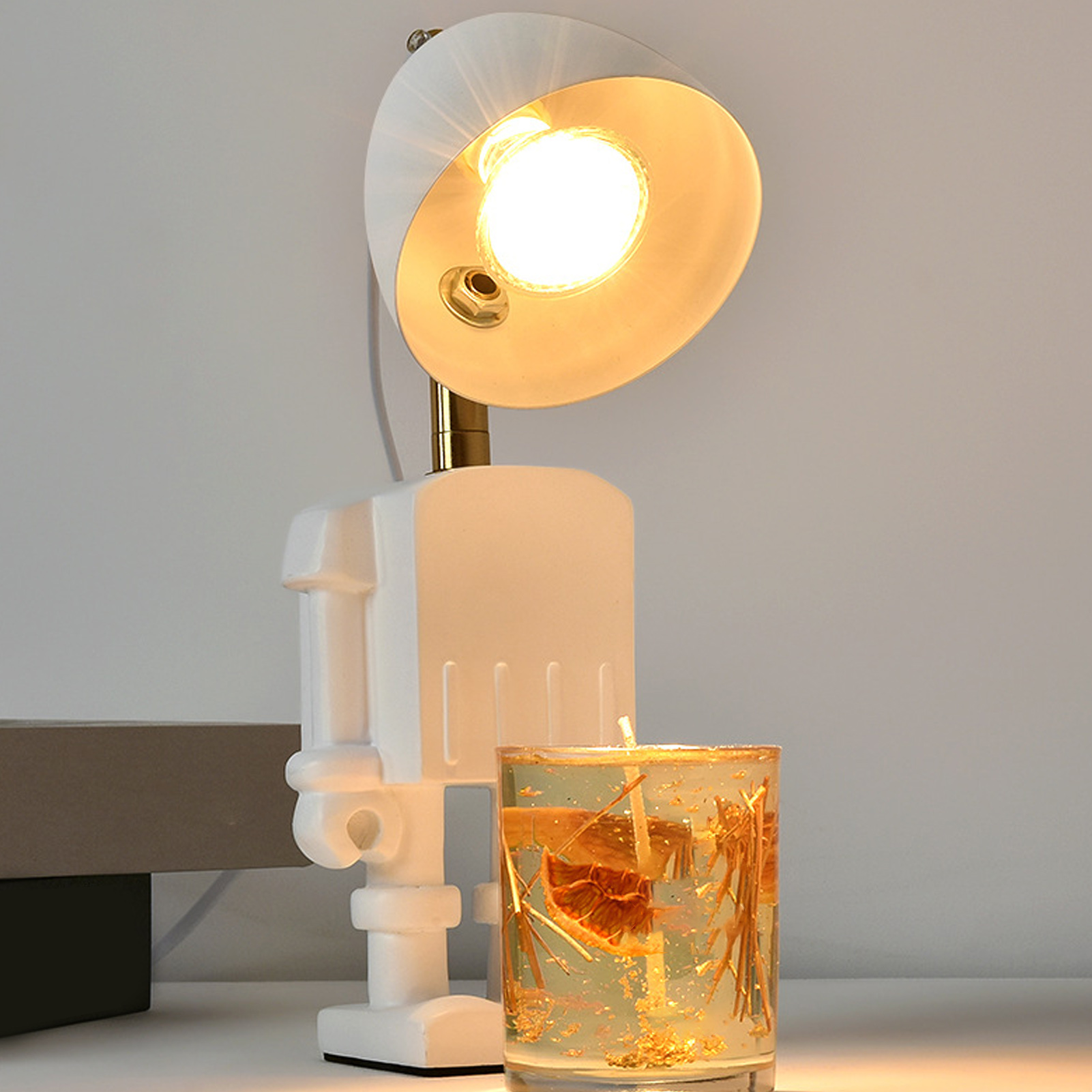 Tischkerzenwärmer, Elektrische Lampe Zum Schmelzen Von Kerzen, Roboterlampe Mit Einstellbarer Intensität, Entspricht Europäischen Normen