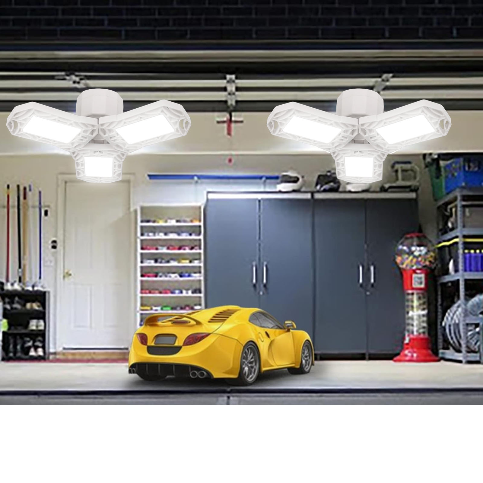 E27/e26 Lagerhalle, Leistungsstarke Werkstattbeleuchtung, Garagenbeleuchtung, Led-garagenbeleuchtung, Umwandelbare Deckenleuchte Für Lager/werkstatt, Dreiteilige, Faltbare Leuchte