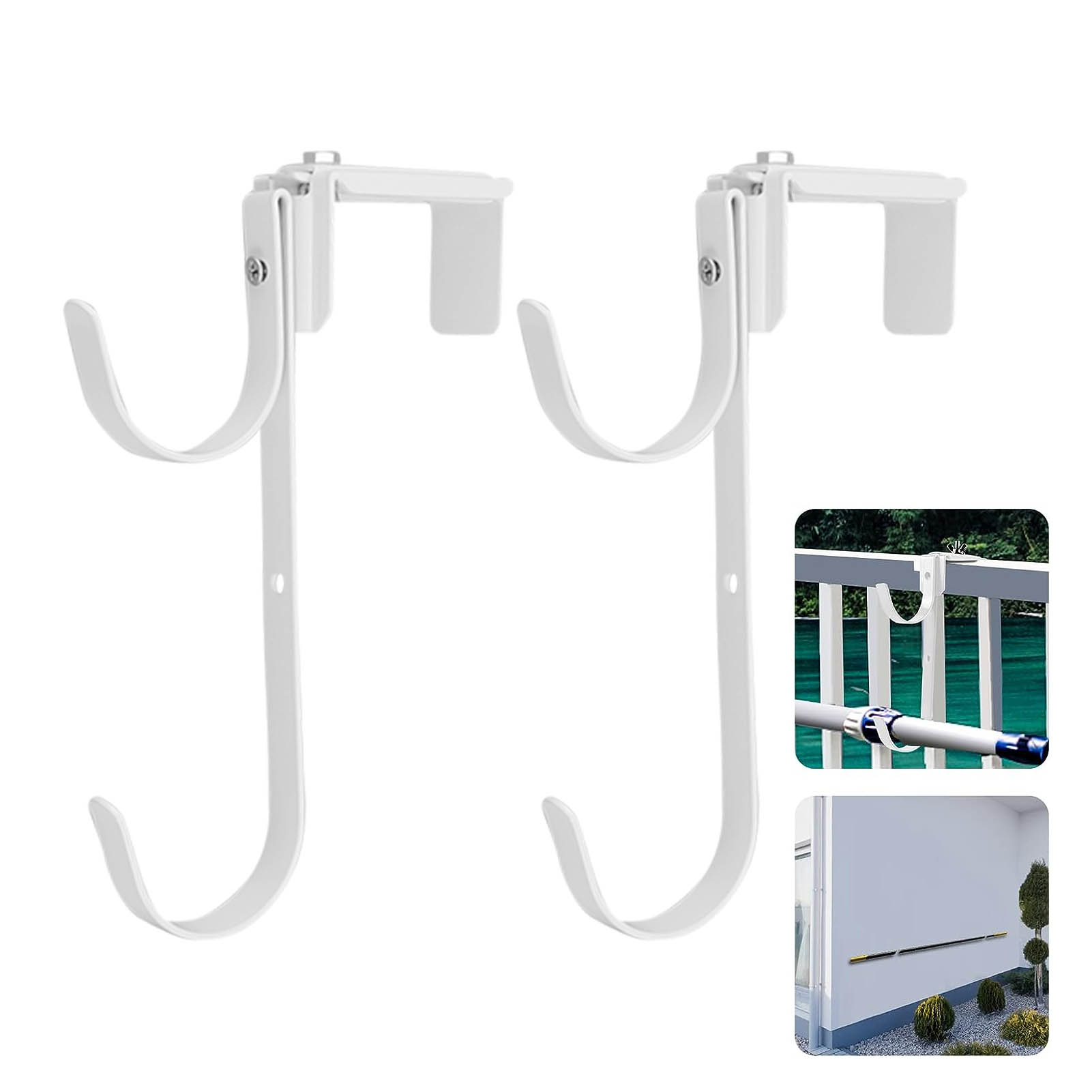 Verstellbarer Haken Für Poolstange, Ausziehbaren Skimmer, Saugschlauch, Gartengerätehaken, Weiß