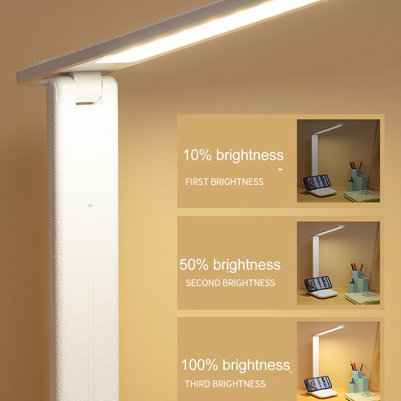 Kreative, Weiße, Per Usb Aufladbare Leselampe Für Studenten, Augenschutz, Touch-schalter, Faltbar, Ideal Für Studentenwohnheime Und Kinder, Nachttischlampe
