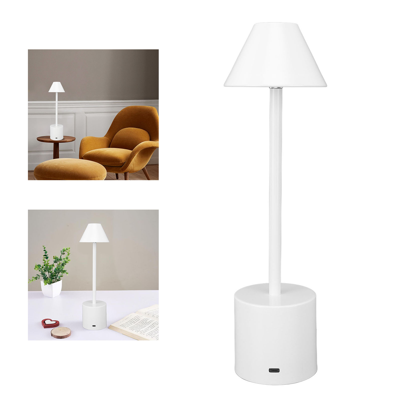 Wiederaufladbare, Kabellose Schreibtischlampe Mit 2000-mah-akku, Tragbare Usb-c-led-metall-nachttischlampe, 3 Farbmodi, Einstellbare Helligkeit, Geeignet Für Zuhause, Esszimmer, Nachttisch, Außenberei