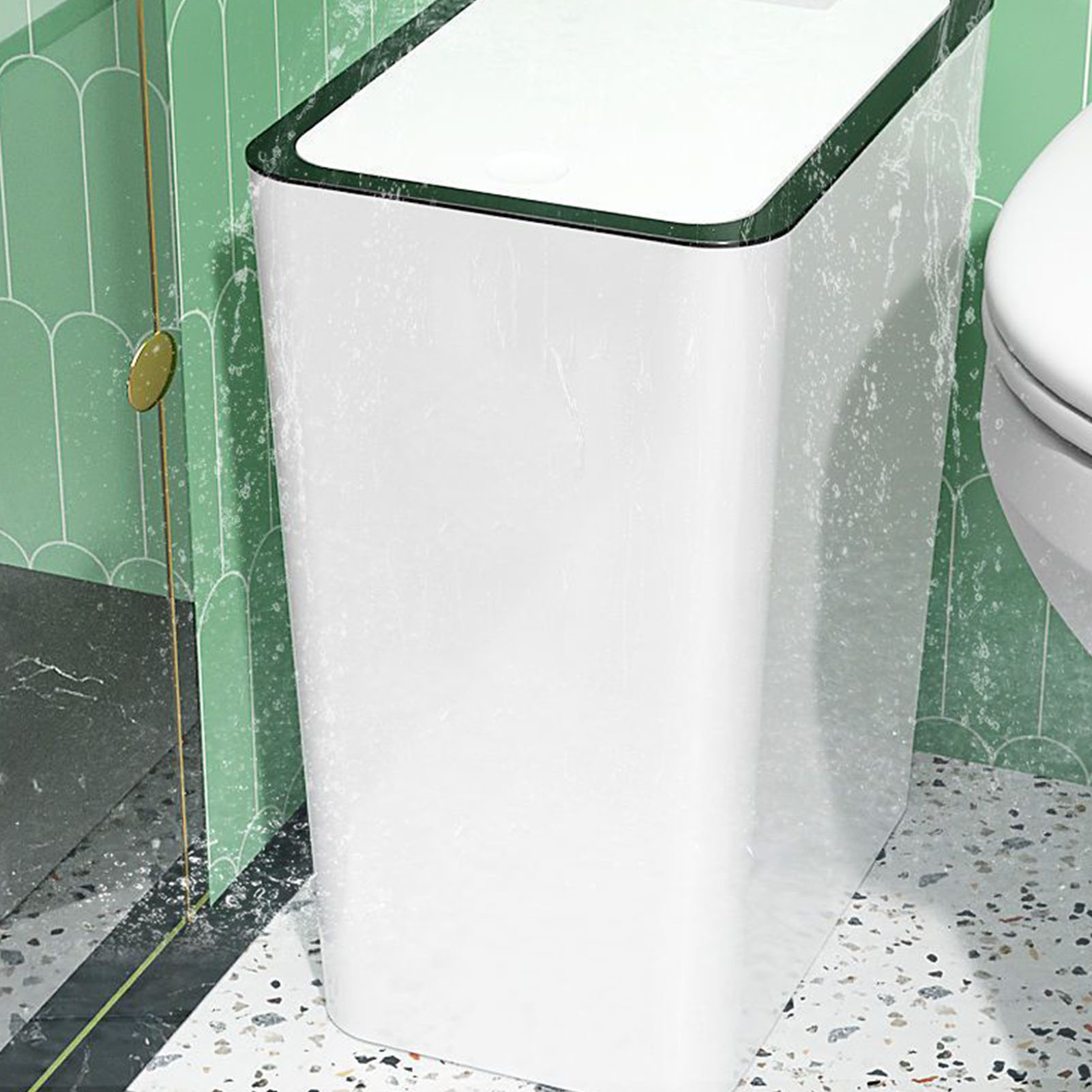Haushaltsüblicher Abfalleimer Mit Druckknopfverschluss Für Badezimmer, Wohnzimmer, Küche, Toilette Und Duschraum, Geruchsdicht Mit Druckknopfdeckel.