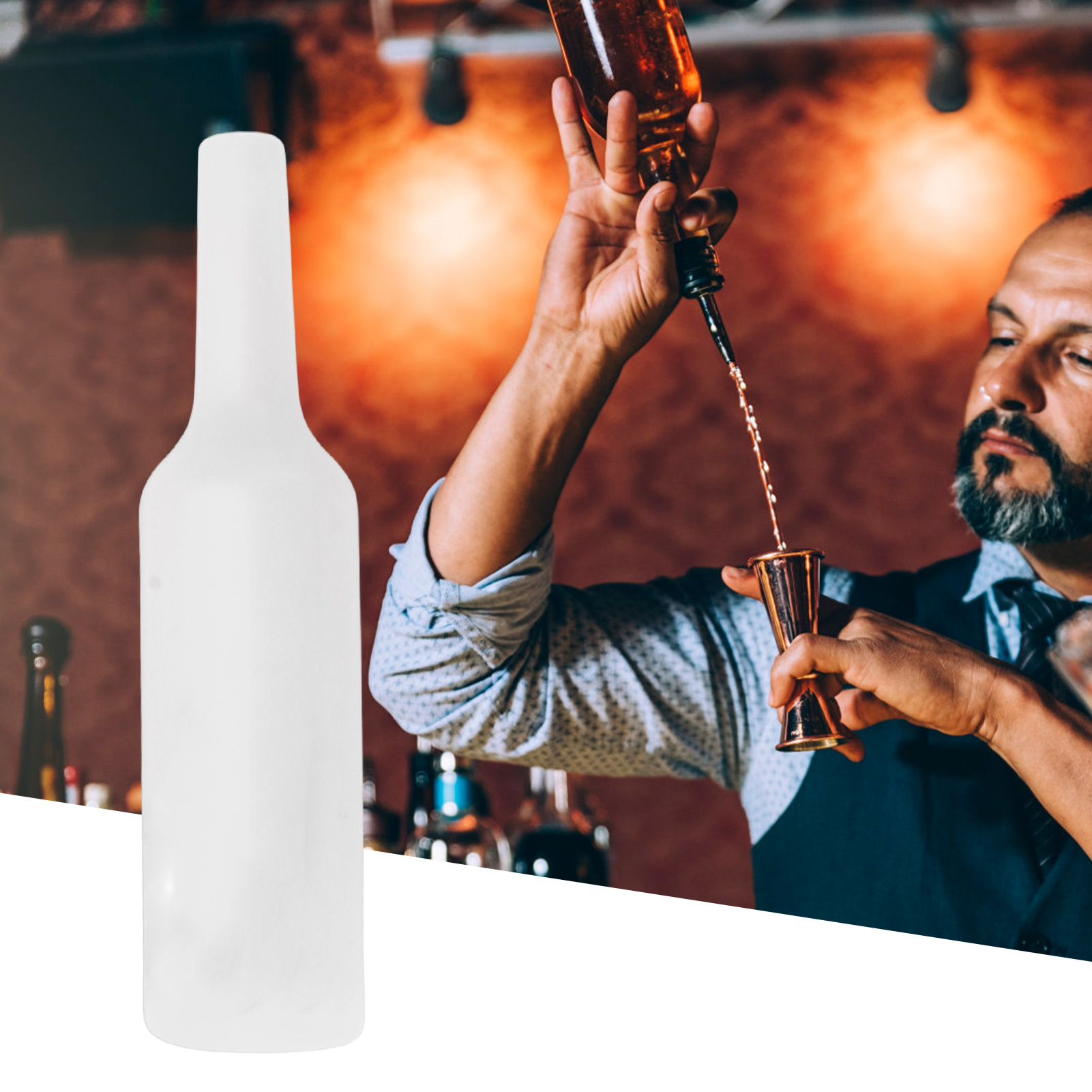 Flexible Silikonflasche Für Barkeeper, Ideal Zum Üben Von Flair-bartending Im Französischen Stil. Weiße Flasche.