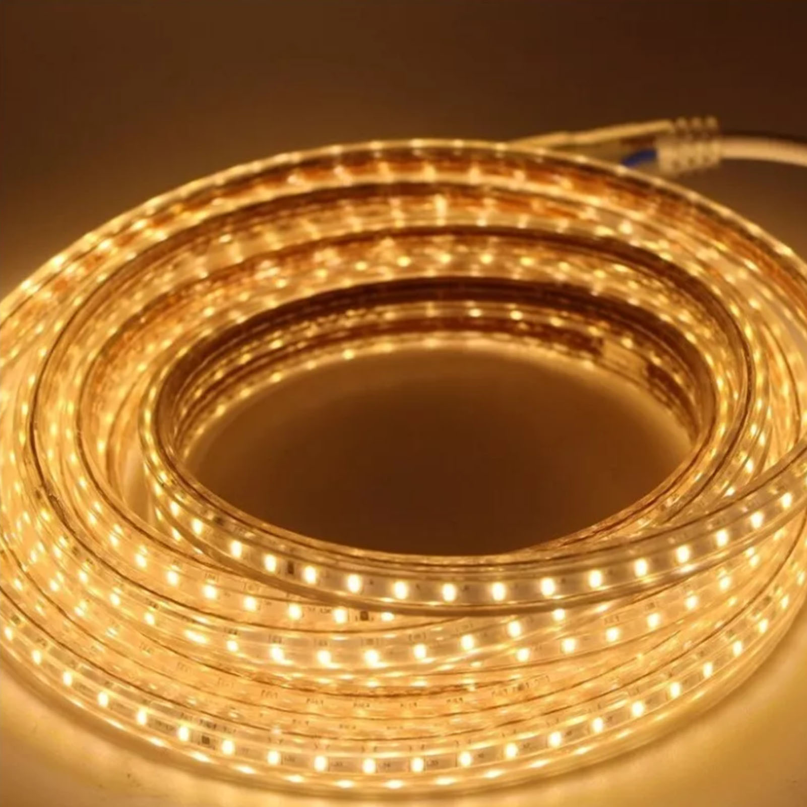 5050 Led-lichtleiste, 220v Hochvolt-flexible-lichtleiste, Wasserdicht Und Stoßfest, Ambiente-lichtleiste Für Decke/landschaftswand, 5 Meter Lang, Mit Europäischem Standardstecker, Warmes Licht.