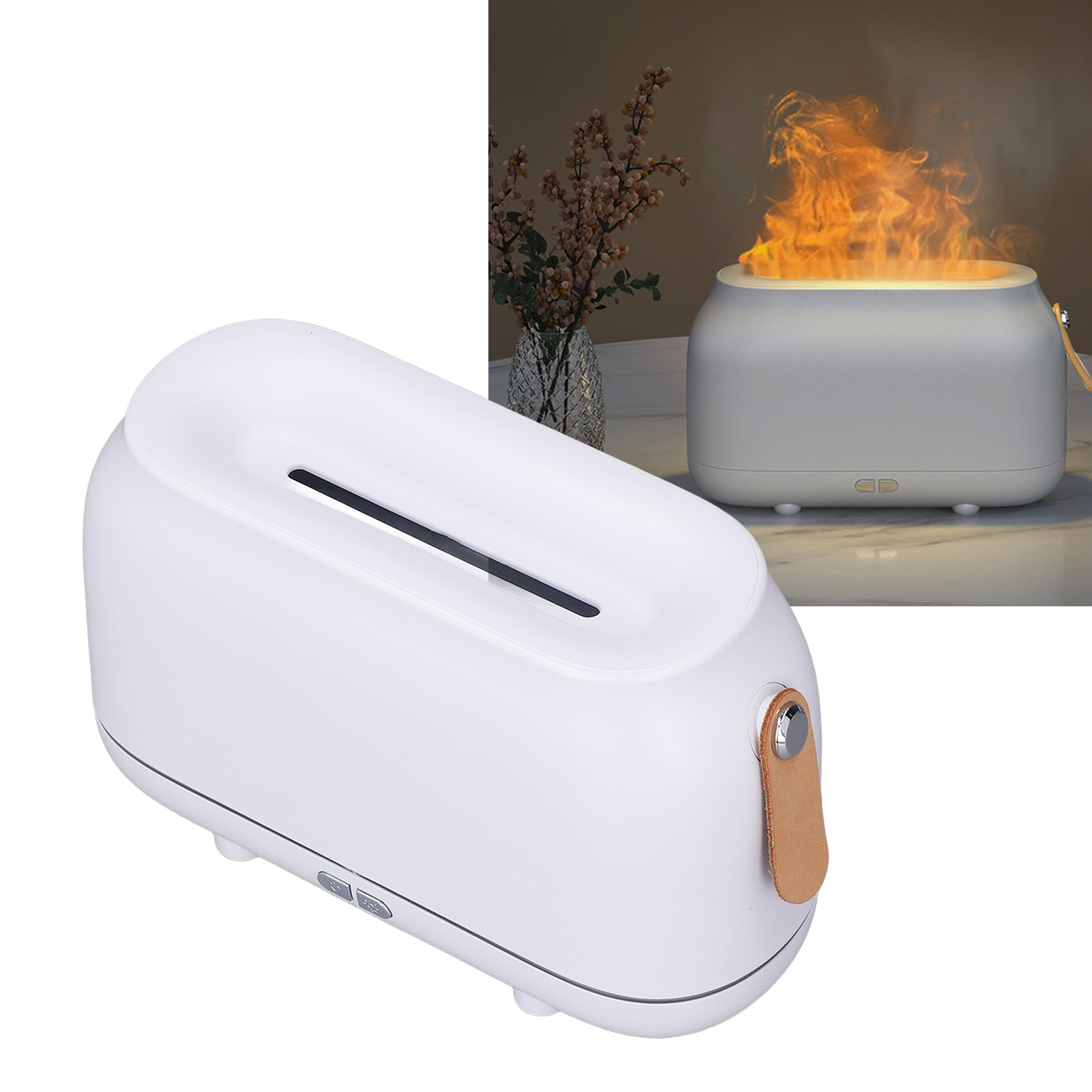 Hochleistungs-luftbefeuchter Mit Flammenfunktion Und Ambientebeleuchtung Für Zuhause Und Büro, Usb, Weiß.