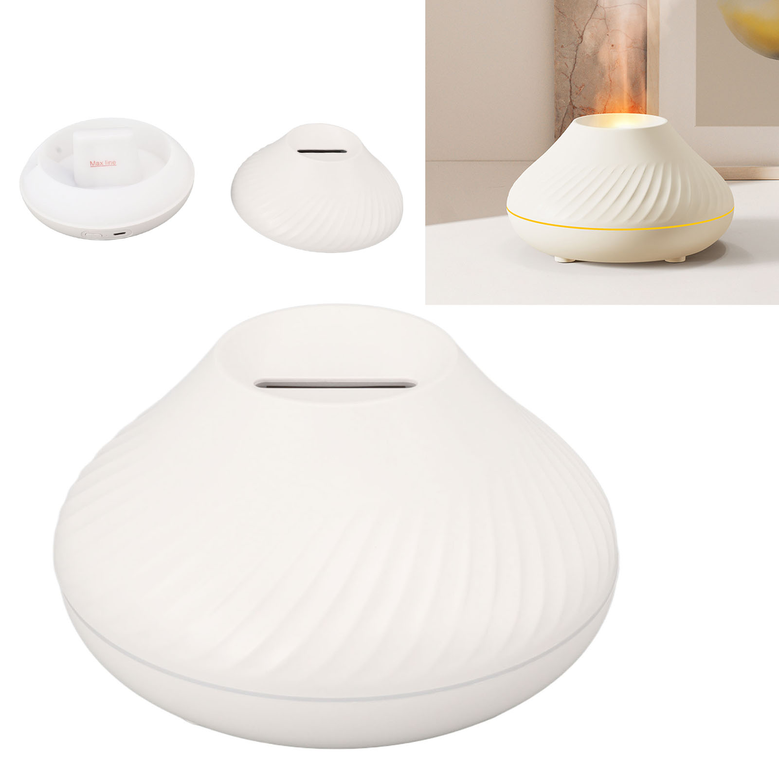 3d-zweifarben-aroma-diffusor Mit Sieben Simulierten Farben, Usb-tischluftbefeuchter Mit Hoher Nebelleistung, Weiß