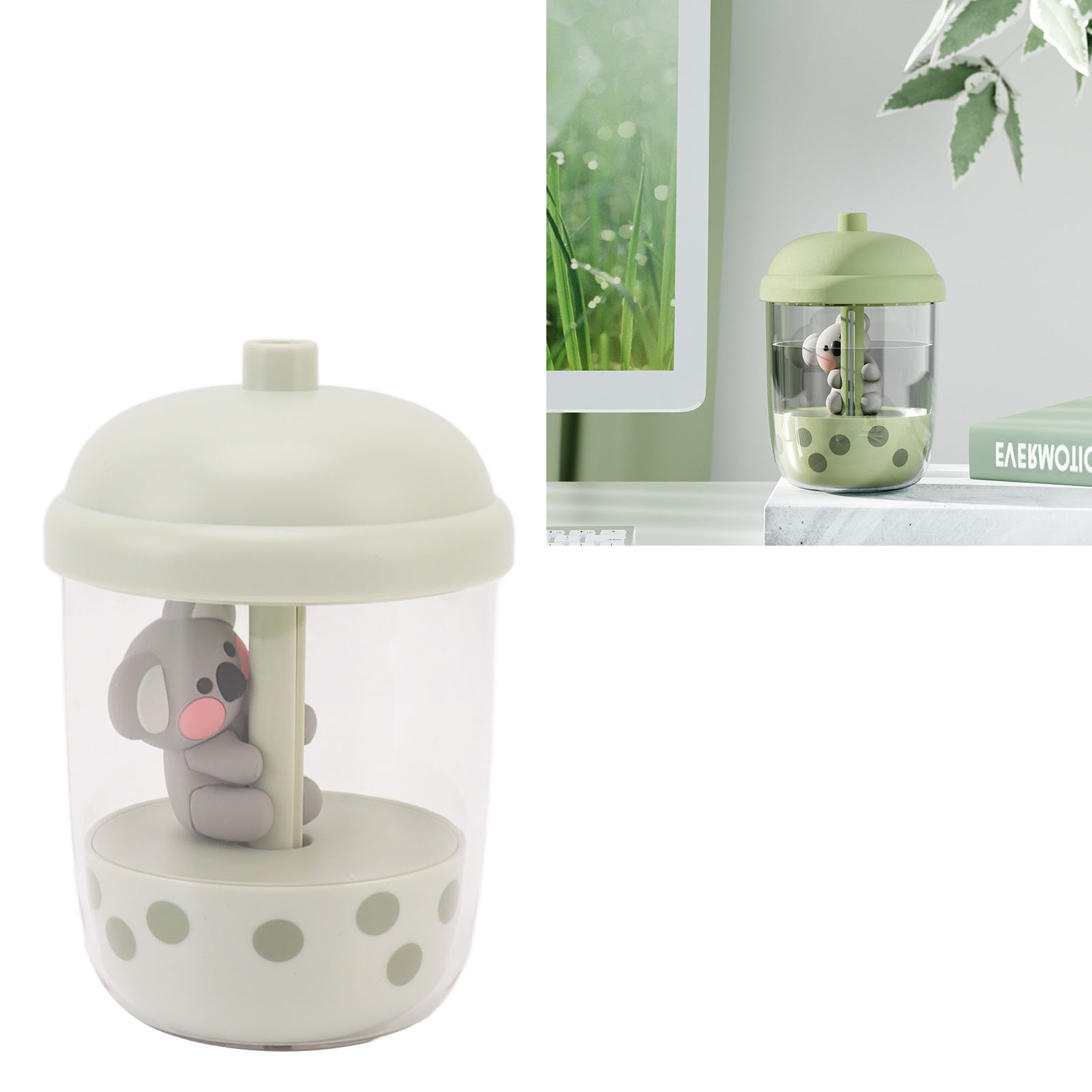 Koala-milchtee-becher-luftbefeuchter, Intensiver Nebel, Für Zuhause, Klein Und Tragbar, Usb-tisch-luftbefeuchter, Matcha-sojamilch