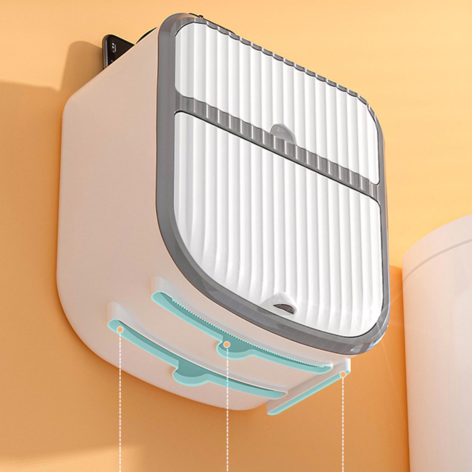 Wasserdichter Toilettenpapierhalter, Bohrfreier Toilettenpapierspender, Wandmontierter Toilettenpapierrollenhalter, Weißer Toilettenpapierhalter