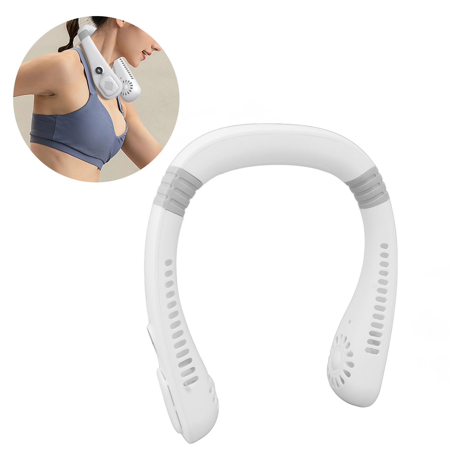 Neuer, Klingenloser Nackenventilator, Usb-aufladbar, Faltbar, Mit Digitalanzeige, Leise Und Tragbar.