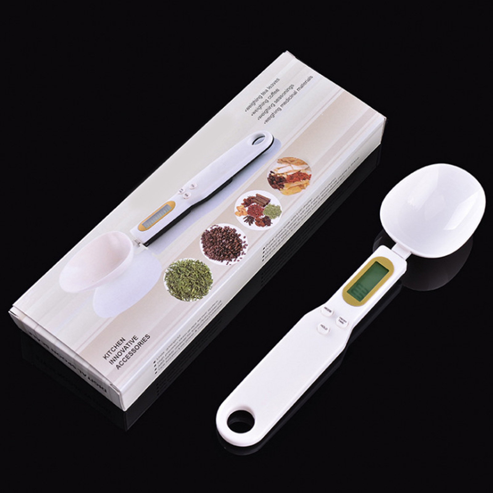 Weißer Elektronischer Messlöffel, Küchenwaage, 500g/0,1g Messlöffel, Zutatenwaage, Messlöffelwaage, Hundefutterwaage.