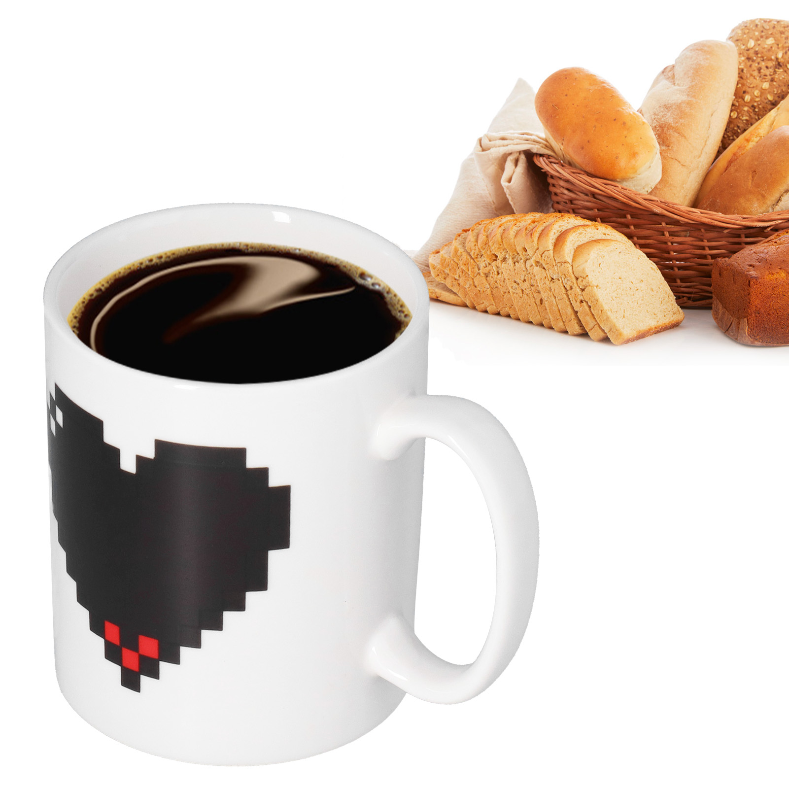 Herzförmiger, Farbwechselnder Becher, Kreativer Induktionsbecher, Keramikbecher Mit Wärmeübertragung.