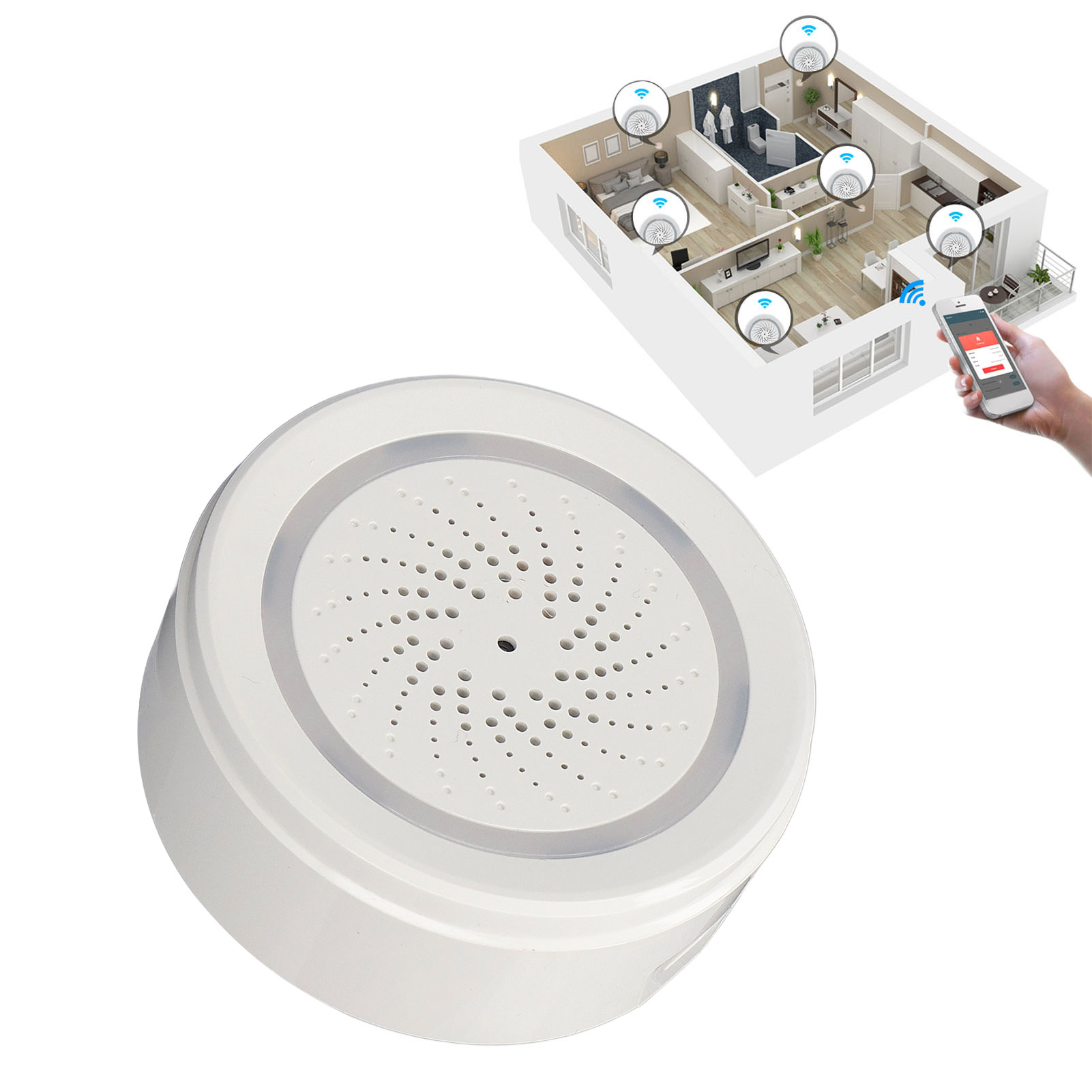Graffiti-wlan-alarm Mit Ton Und Licht, Intelligenter Alarm Mit Fernbedienung Per App, Usb-stromversorgung, Batterien Nicht Enthalten
