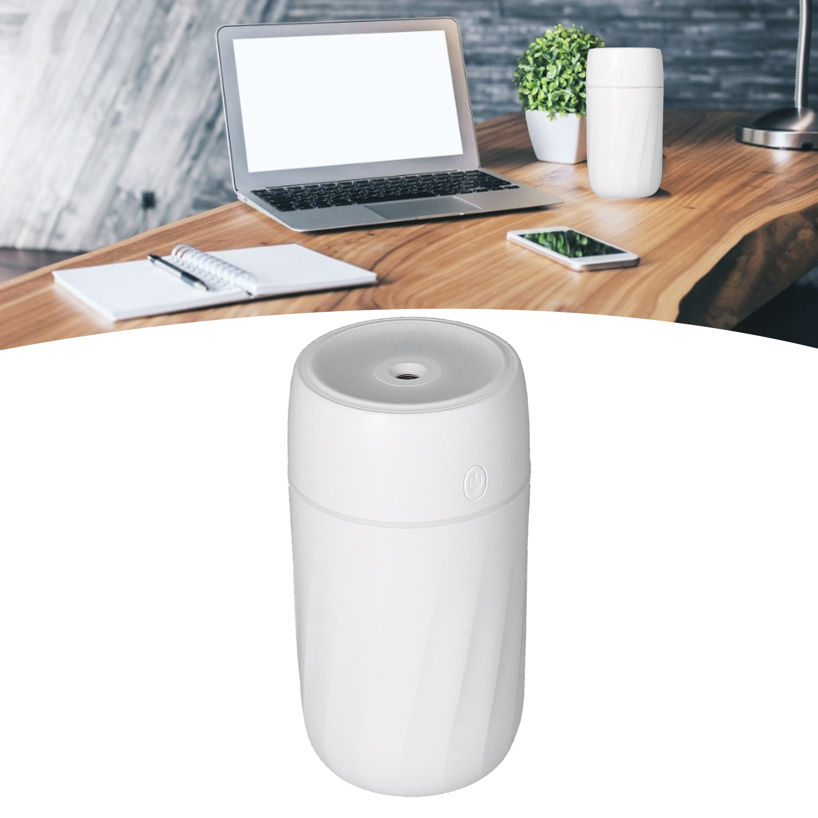 Mini-luftbefeuchter 300 Ml Mit Farbigen Led-leuchten, Zweistufigem Timer, Auto-luftbefeuchter, Usb-anschluss, Weiß