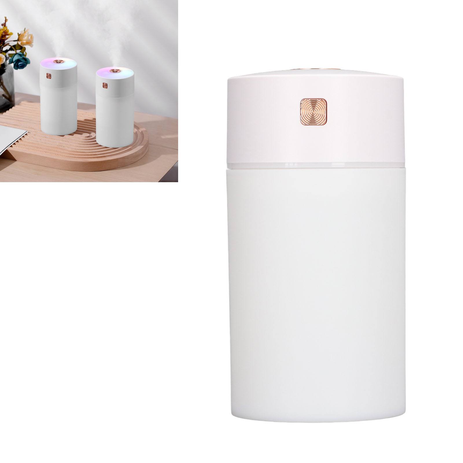 Mini-ultraschall-luftbefeuchter Im Regenbogen-design Mit Hoher Nebelleistung. Ideal Für Zuhause, Büro Oder Auto. Farbe: Weiß.