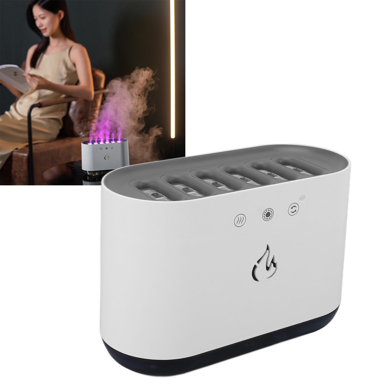 Dynamischer Luftbefeuchter Mit Flamme, Usb-nachtlicht, 6 Düsen Und Farbigem Flammen-aromatherapie-diffusor Für Zuhause