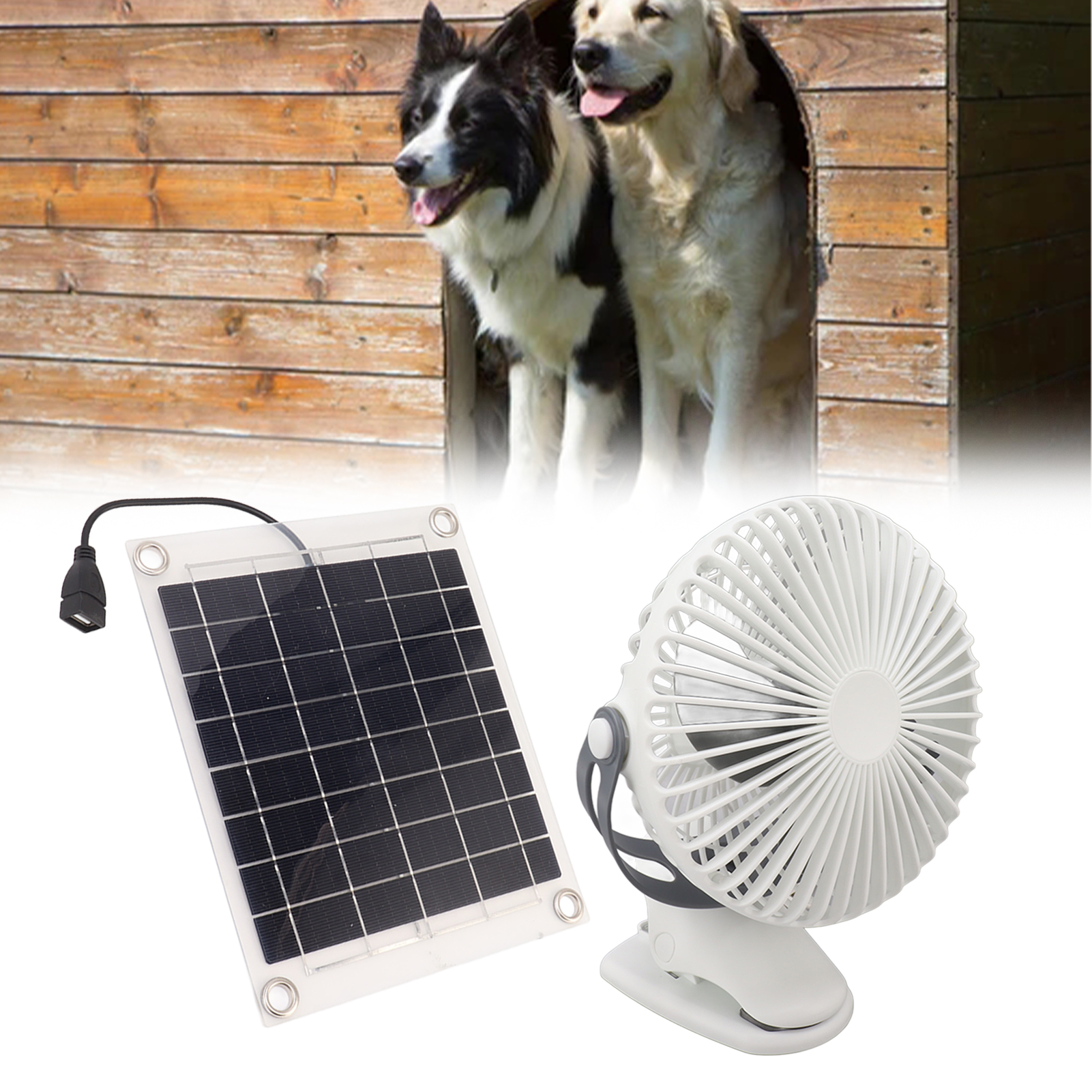 10-w-monokristallines Silizium-solarpanel, Bifaziales Batteriepanel-set Zur Stromerzeugung, 5-v-gleichstromlüfter Für Haus, Garten Und Haustiere, Belüftung, Kühlung, Weiß